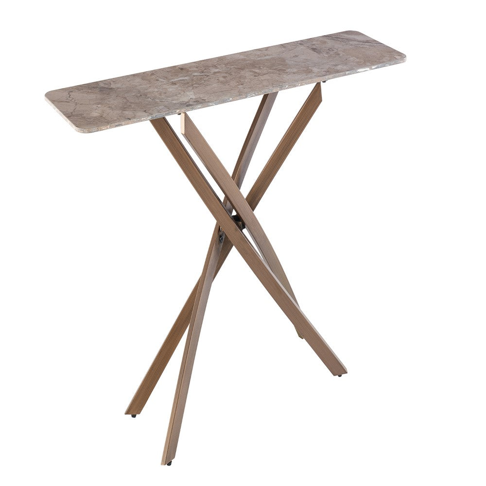Brown marble effect hallway console table