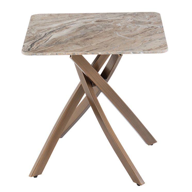 Ada brown marble end table with curved top