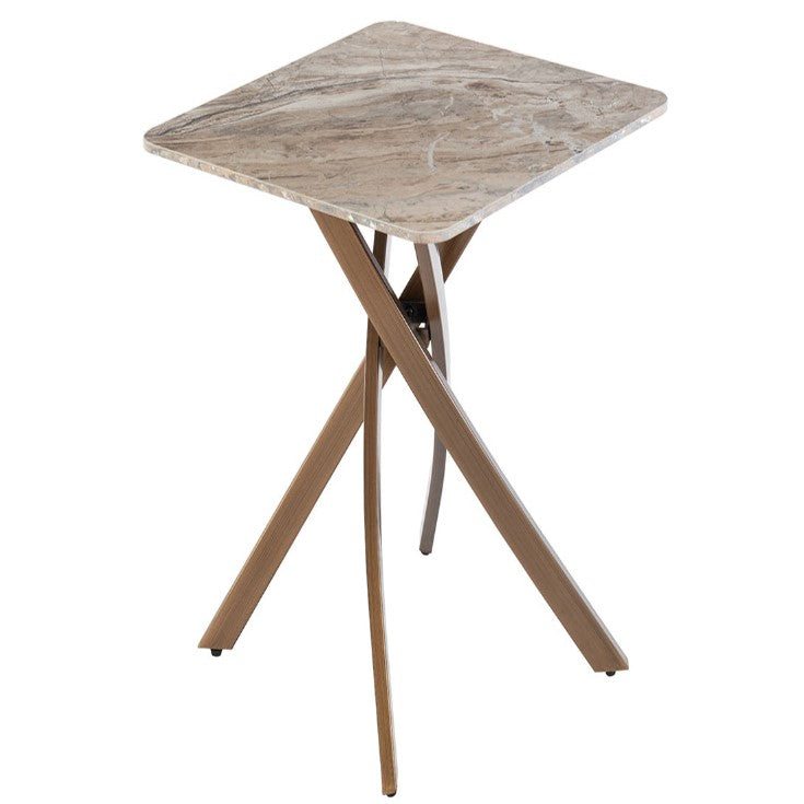 Ada brown marble end table with curved top