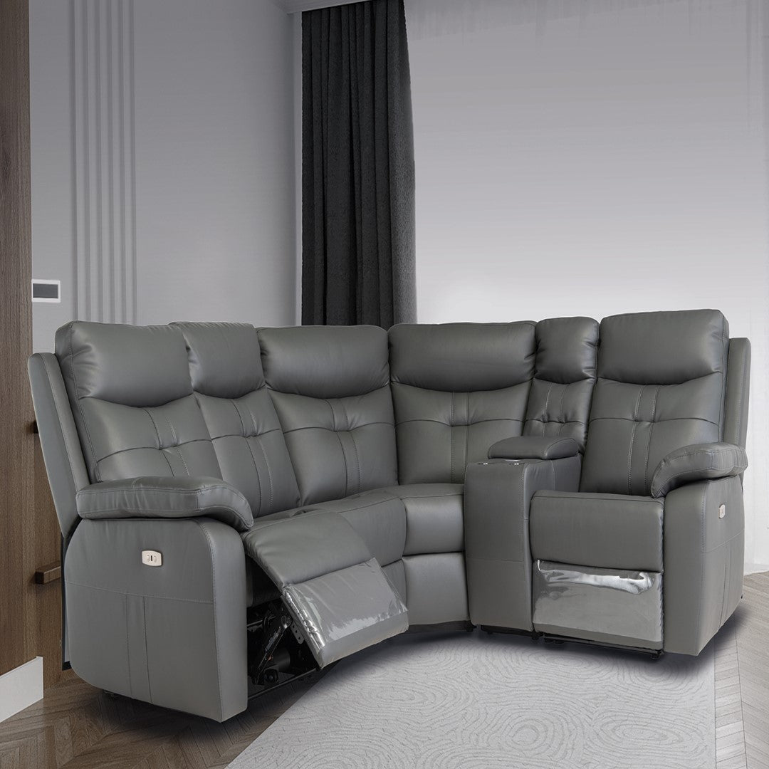 Ciara corner sofa with cup holders, wireless charging and plush cushions