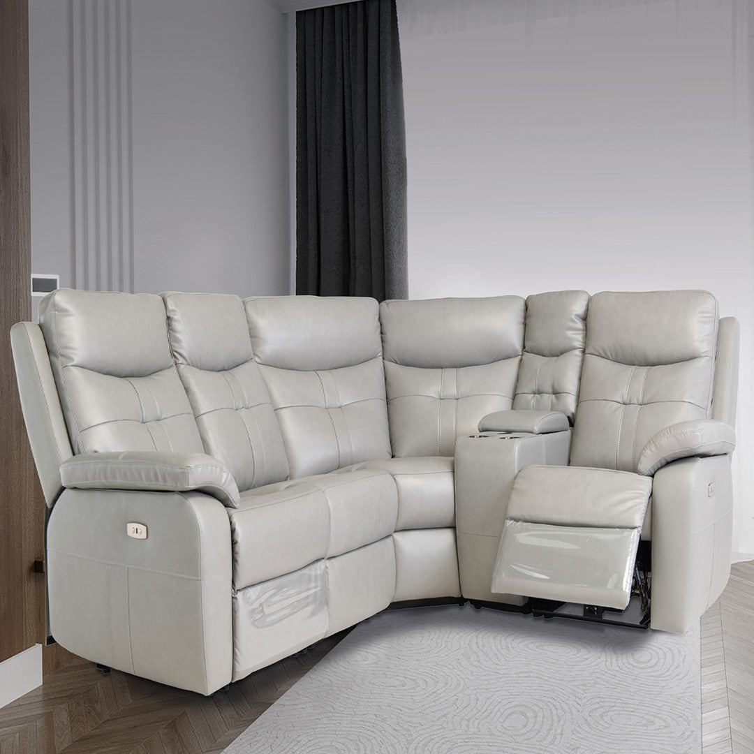 Ciara corner sofa with cup holders, wireless charging and plush cushions