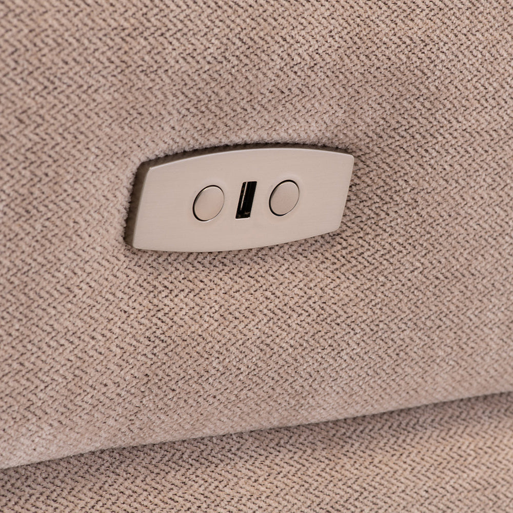 Mink fabric electric recliner sofa with footrest extended