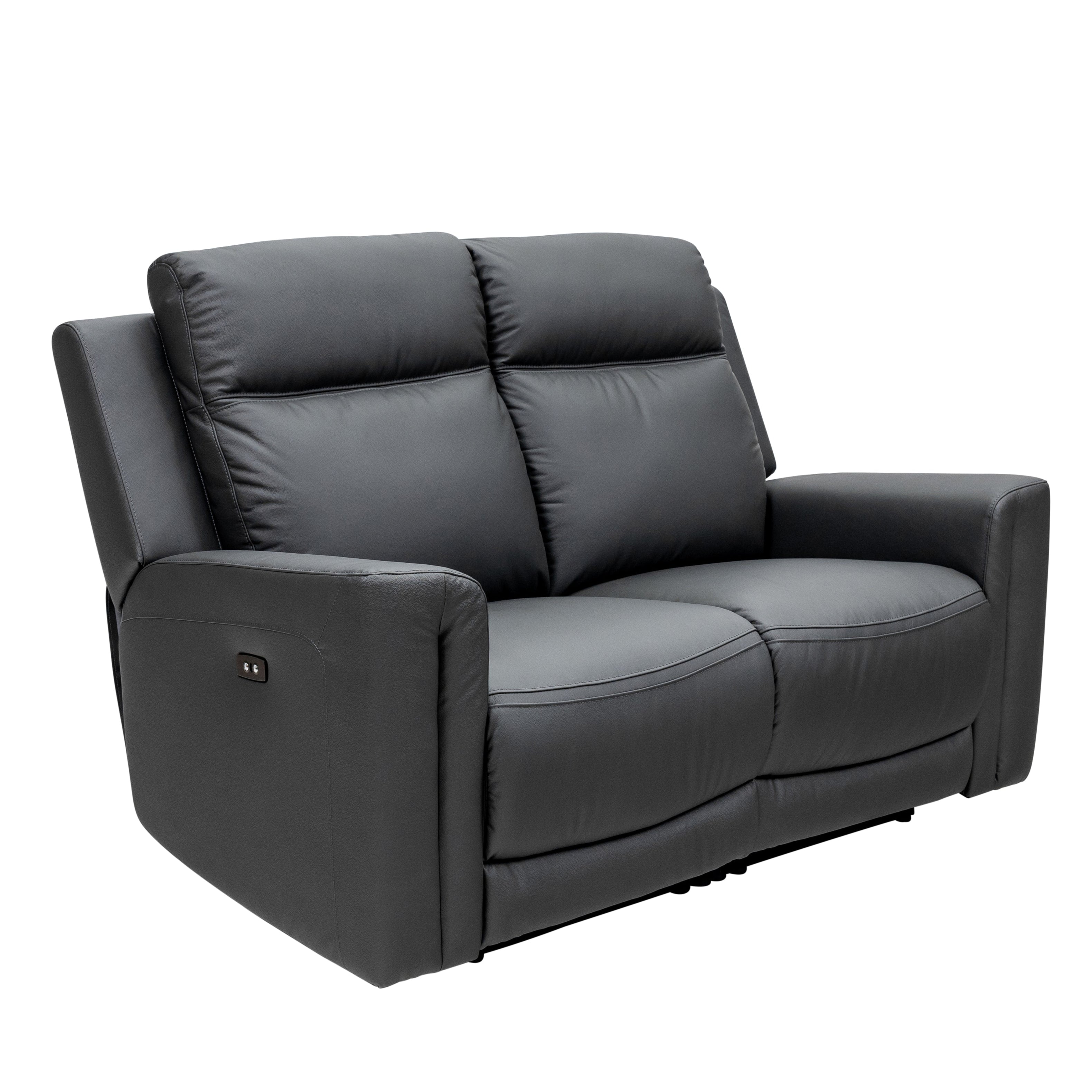 Marcus 2 seater leather electric reclining sofa in charcoal