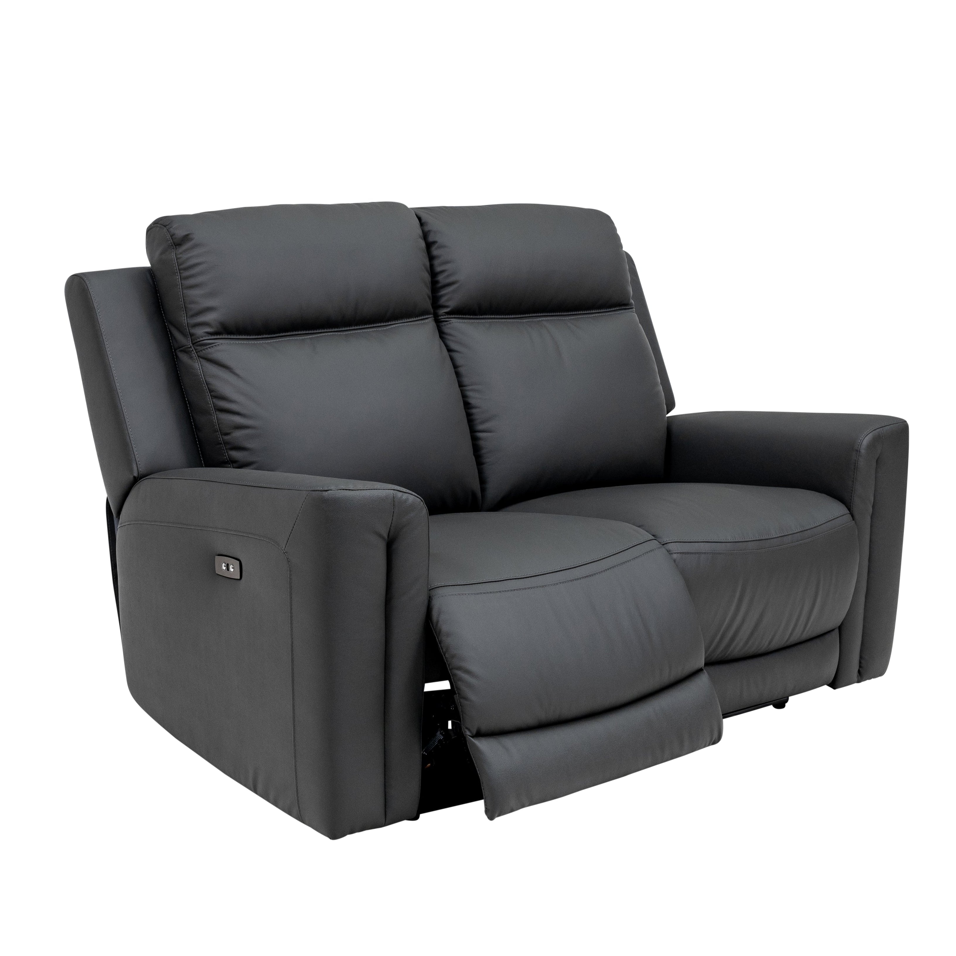 Marcus 2 seater leather electric reclining sofa in charcoal