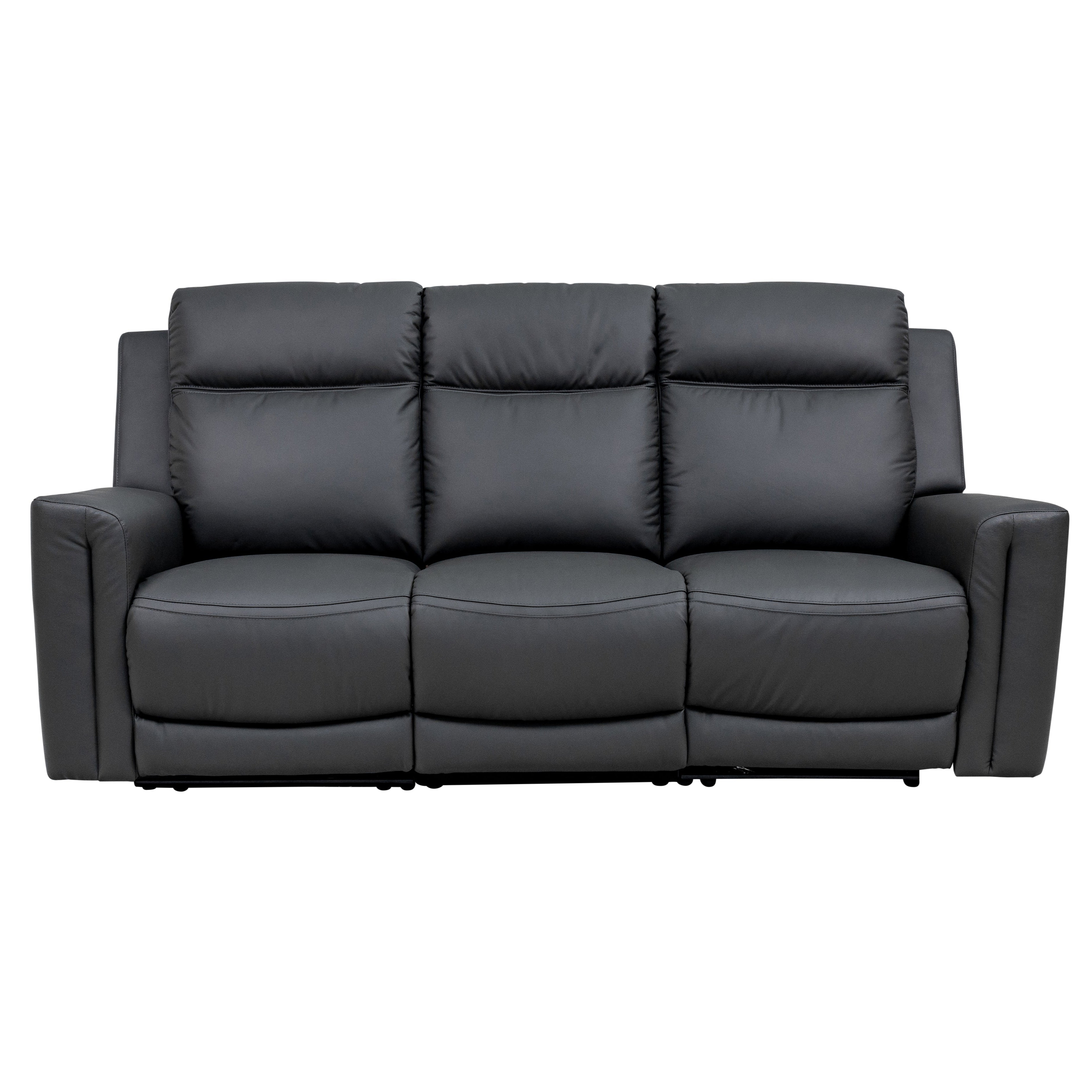 Marcus 3 seater leather electric reclining sofa in charcoal