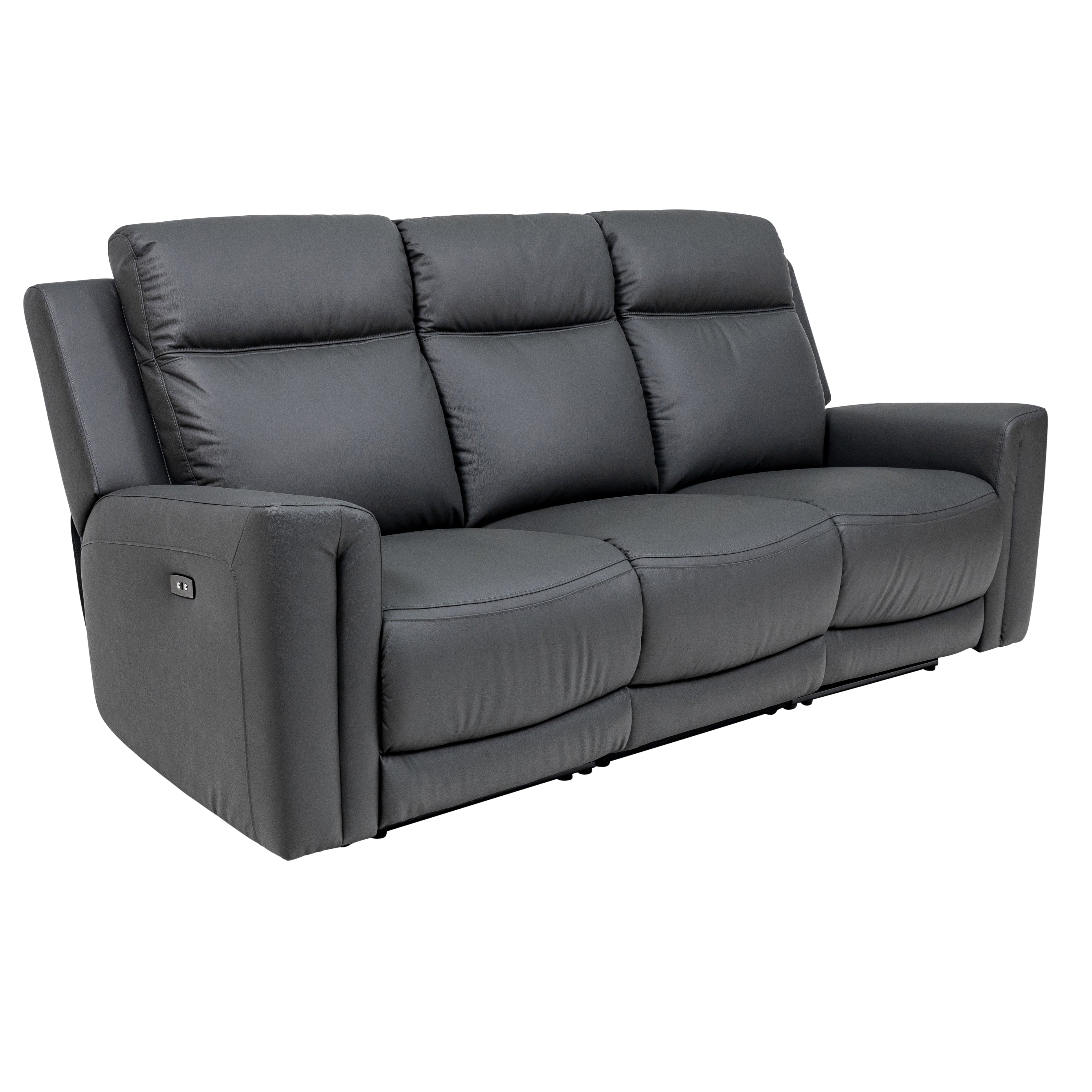 Marcus 3 seater leather electric reclining sofa in charcoal