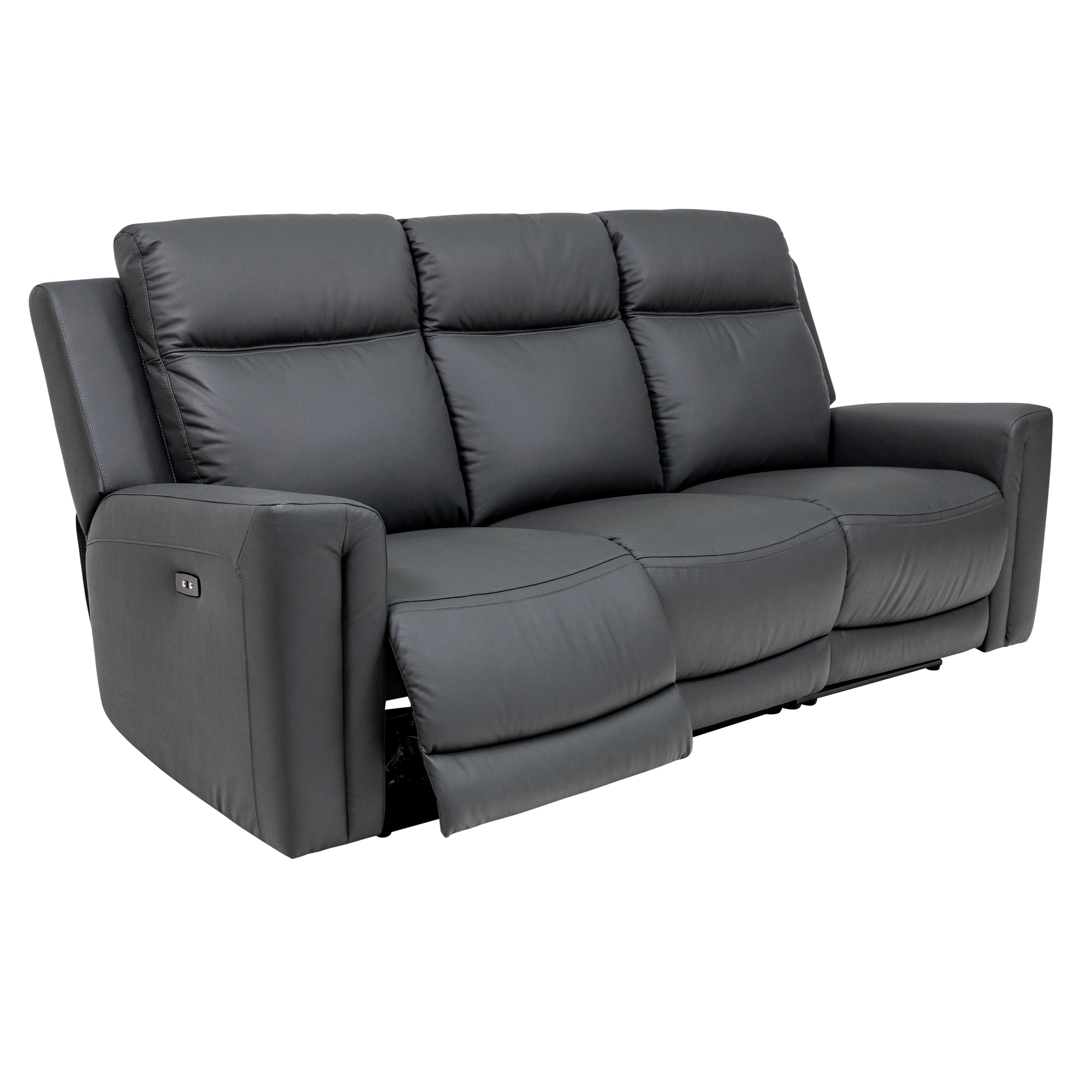 Marcus 3 seater leather electric reclining sofa in charcoal