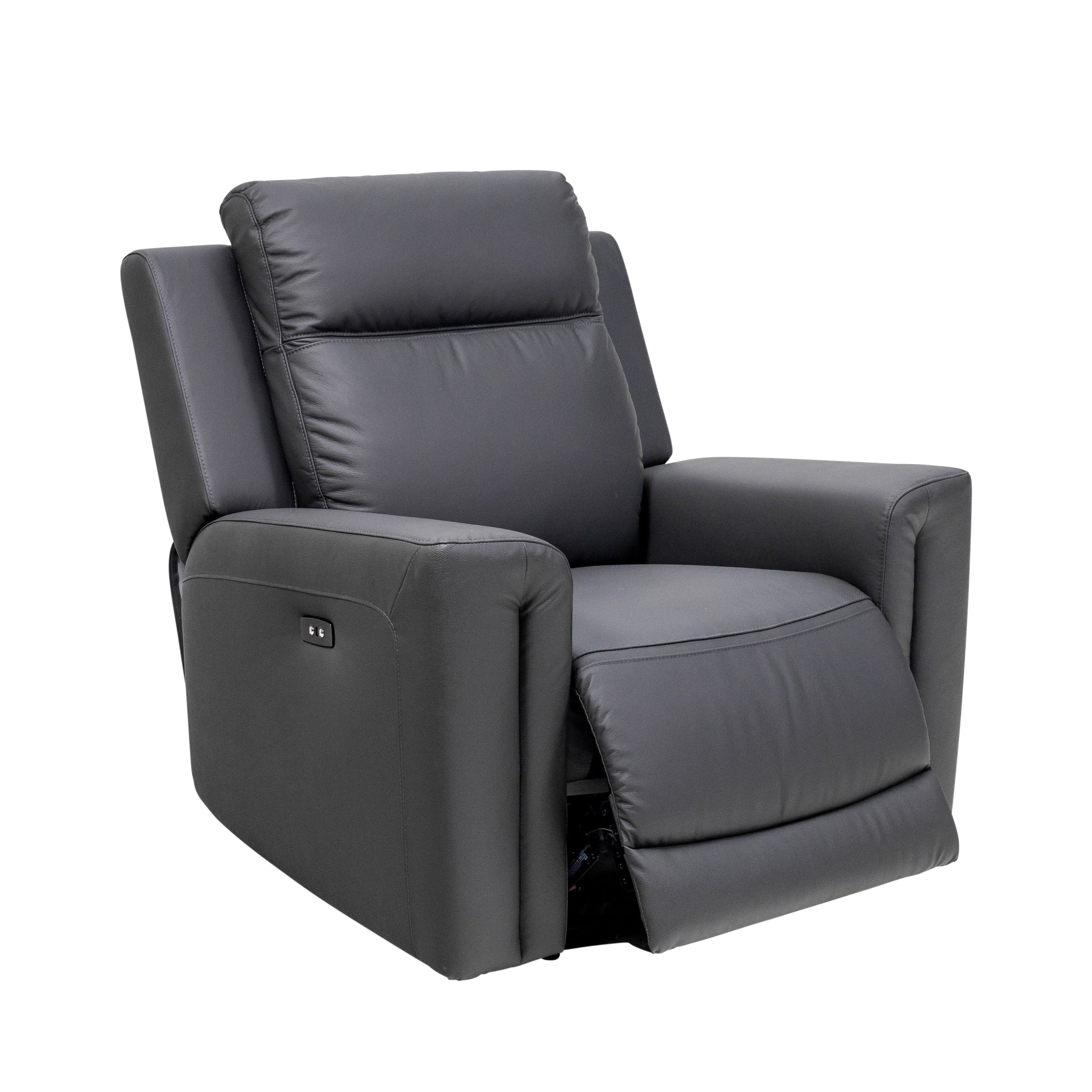 Marcus armchair showing high-back design and padded arms