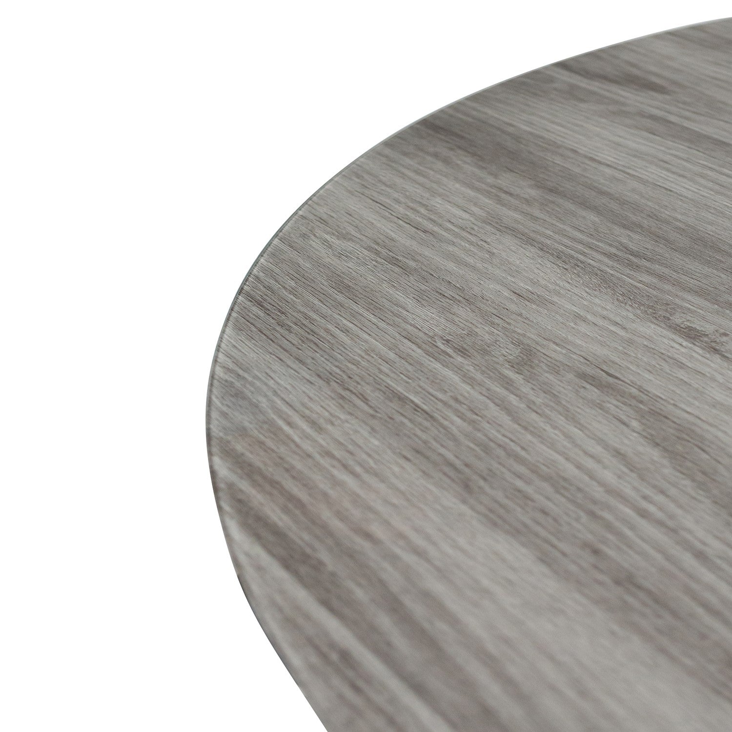Close up of Mia dining table grey oak-look glass surface