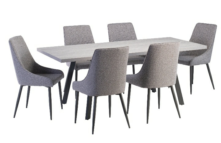 Aireal Light Grey Melamine Ceramic Look Finish 1.6m - 2.0m Ext Dining Table
