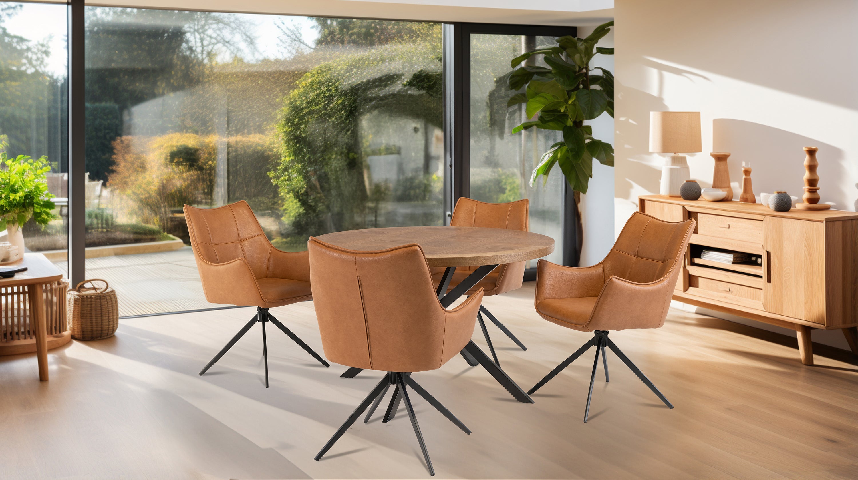 Carter 1.2m Round Dining Table - Medium Oak Veneer