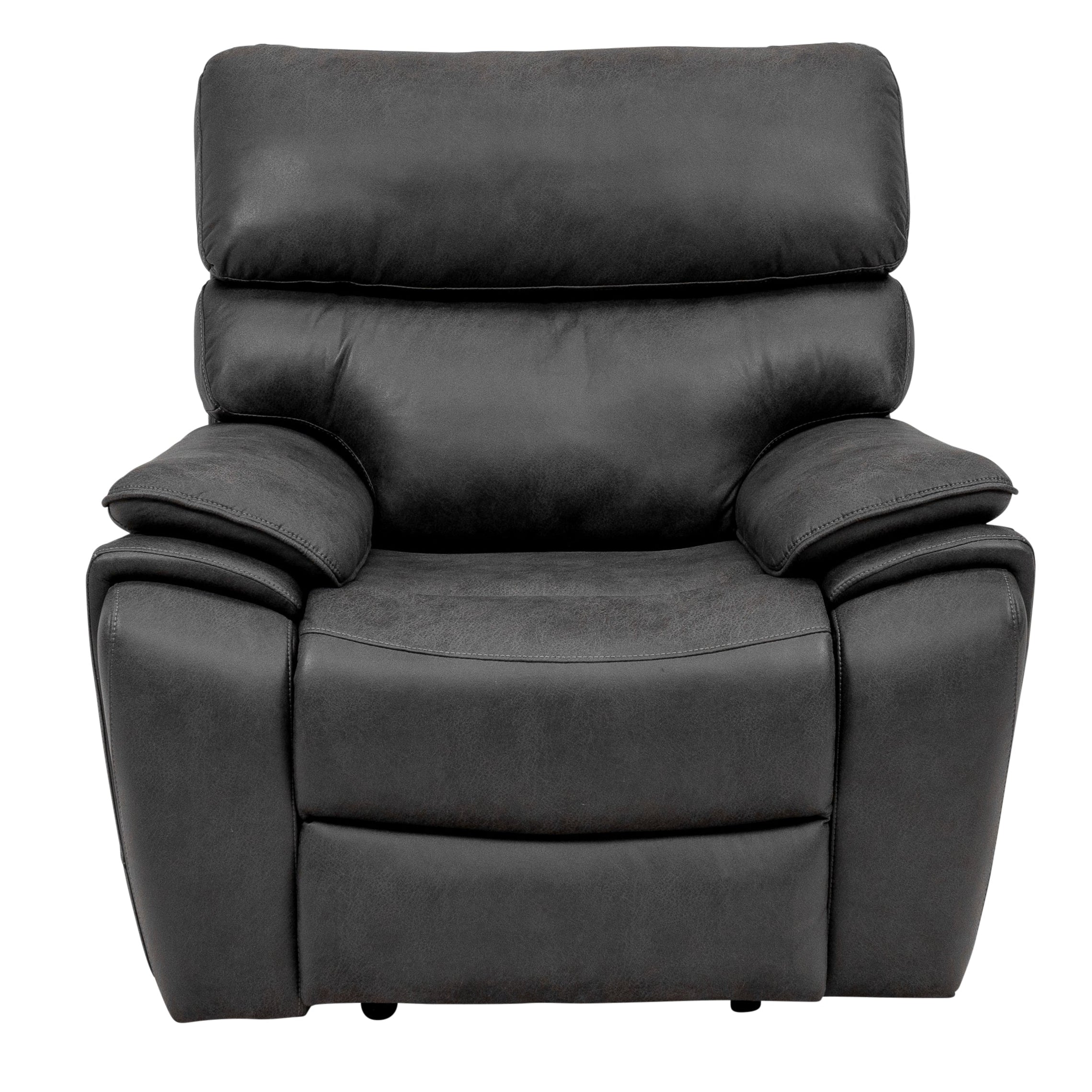 Levi electric reclining armchair in charcoal plush fabric