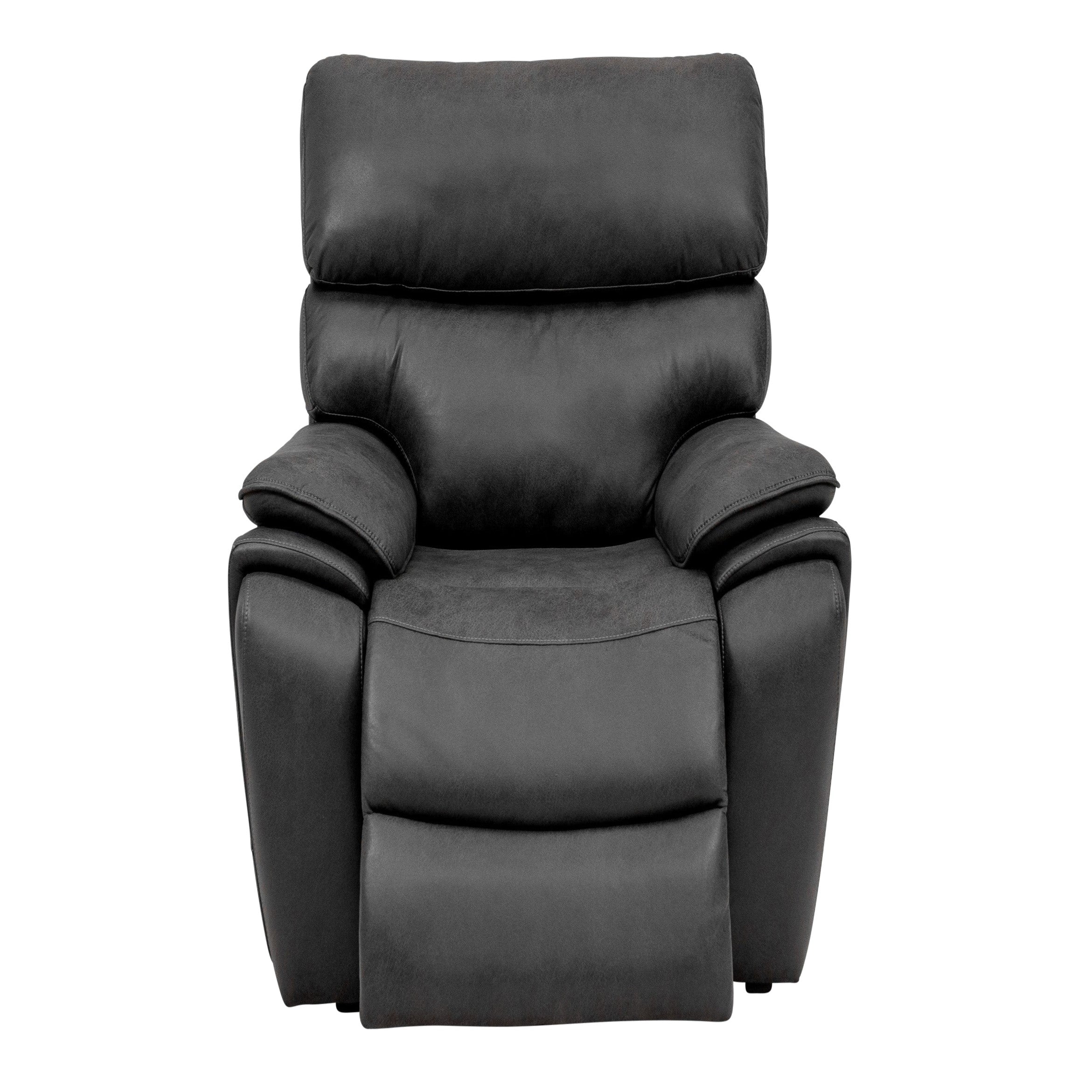 Levi electric reclining armchair in charcoal plush fabric