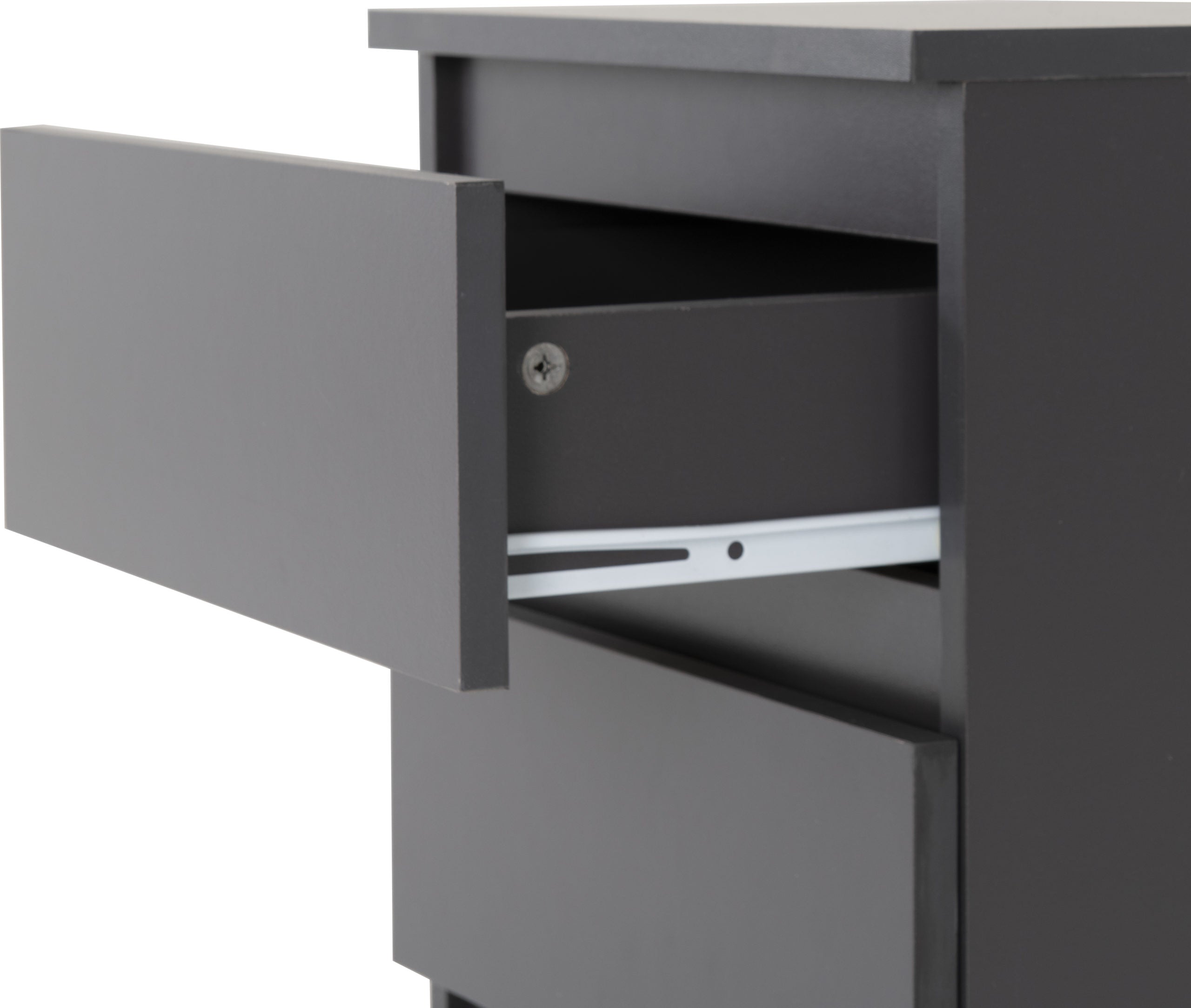 3 drawer grey bedside table