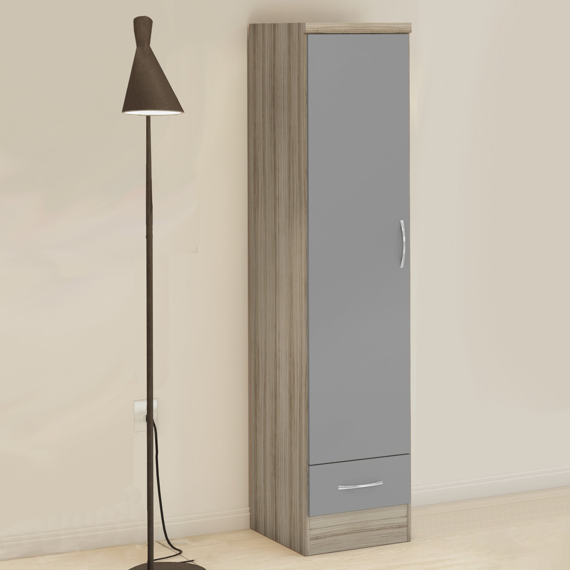grey high gloss wardrobe