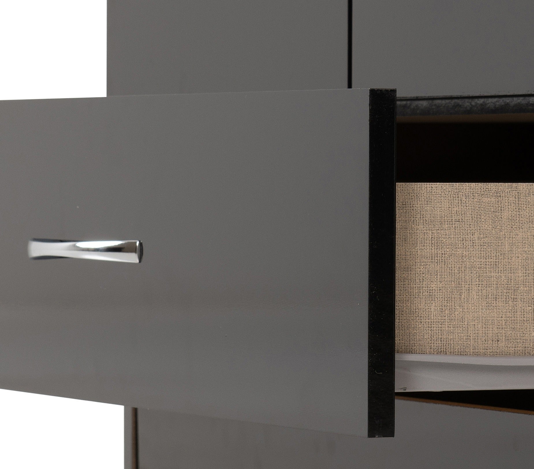 black gloss wardrobe with drawers