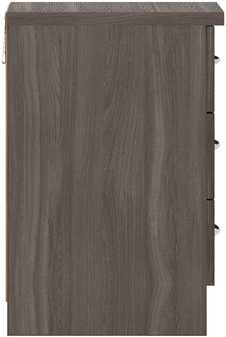 Nevada 3 Drawer Bedside Black Wood Grain