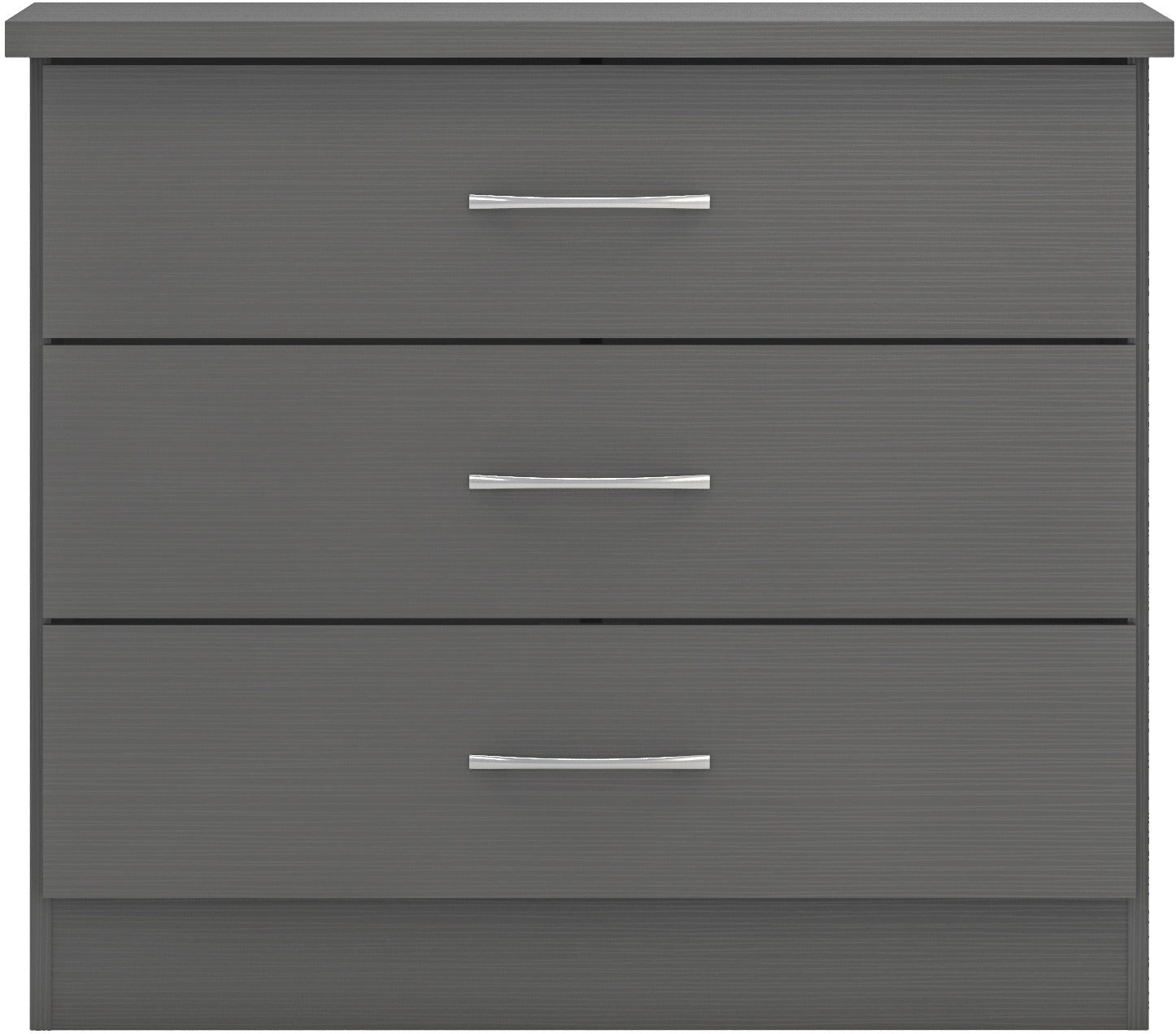 Nevada 3 Drawer Chest 3D Effect Grey