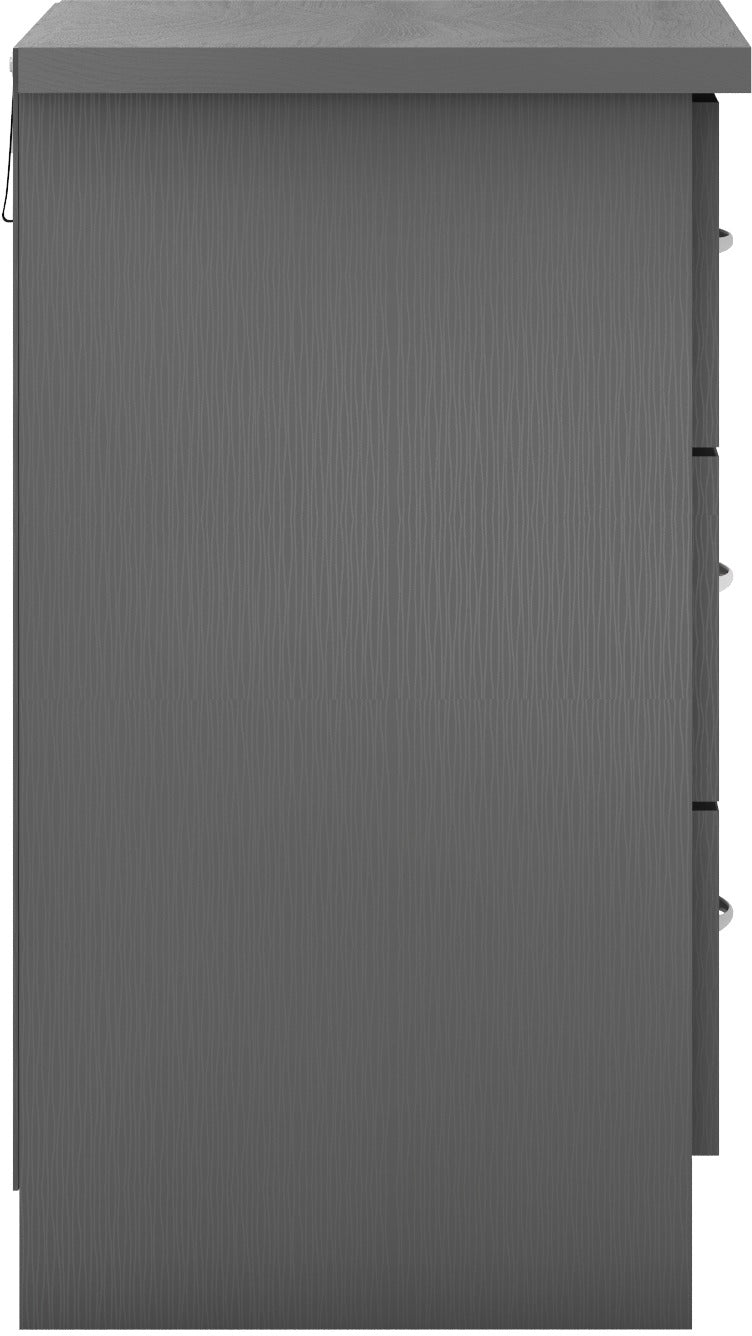 Nevada 3 Drawer Chest 3D Effect Grey
