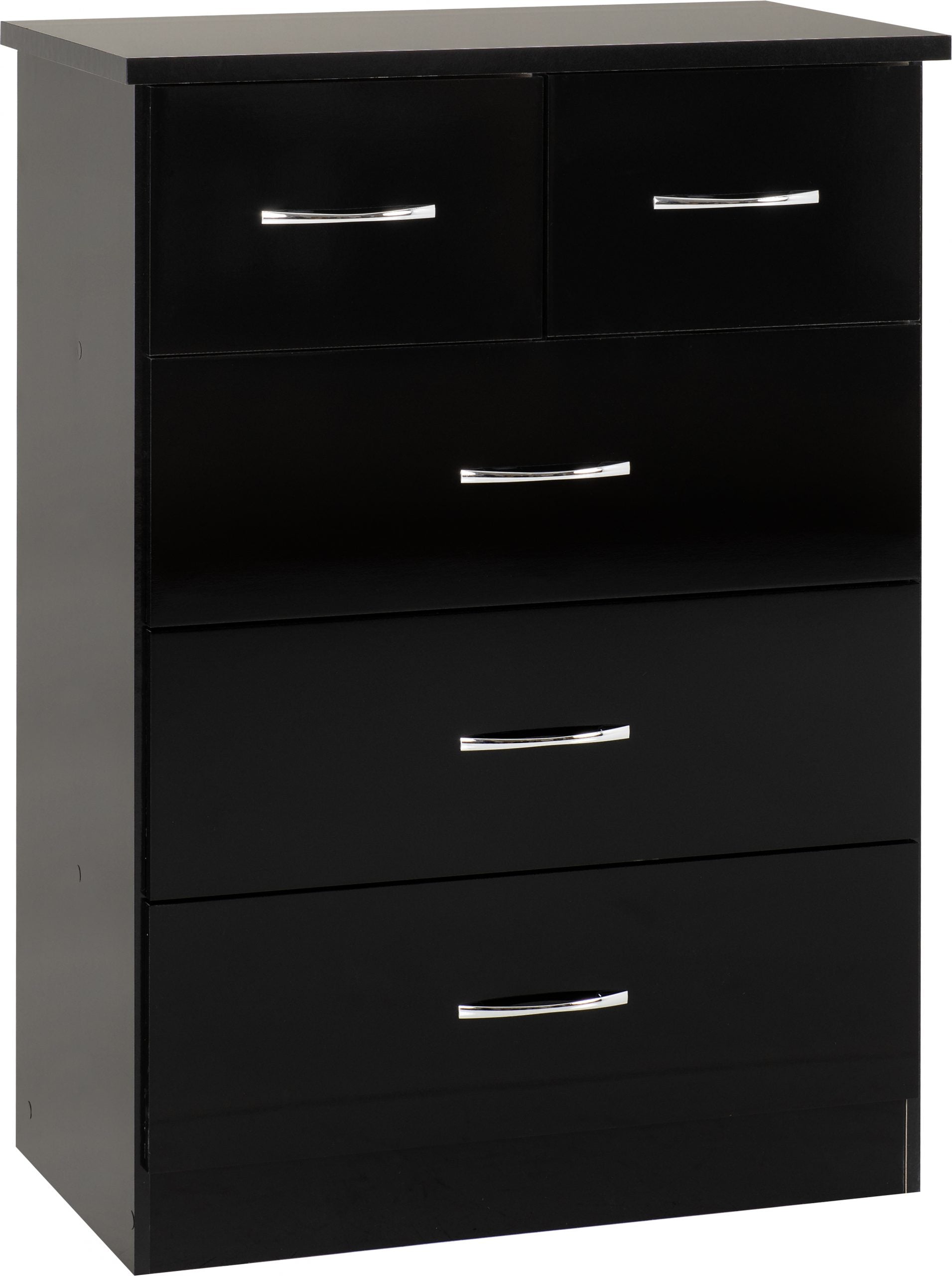3+2 Drawer Chest Black Gloss