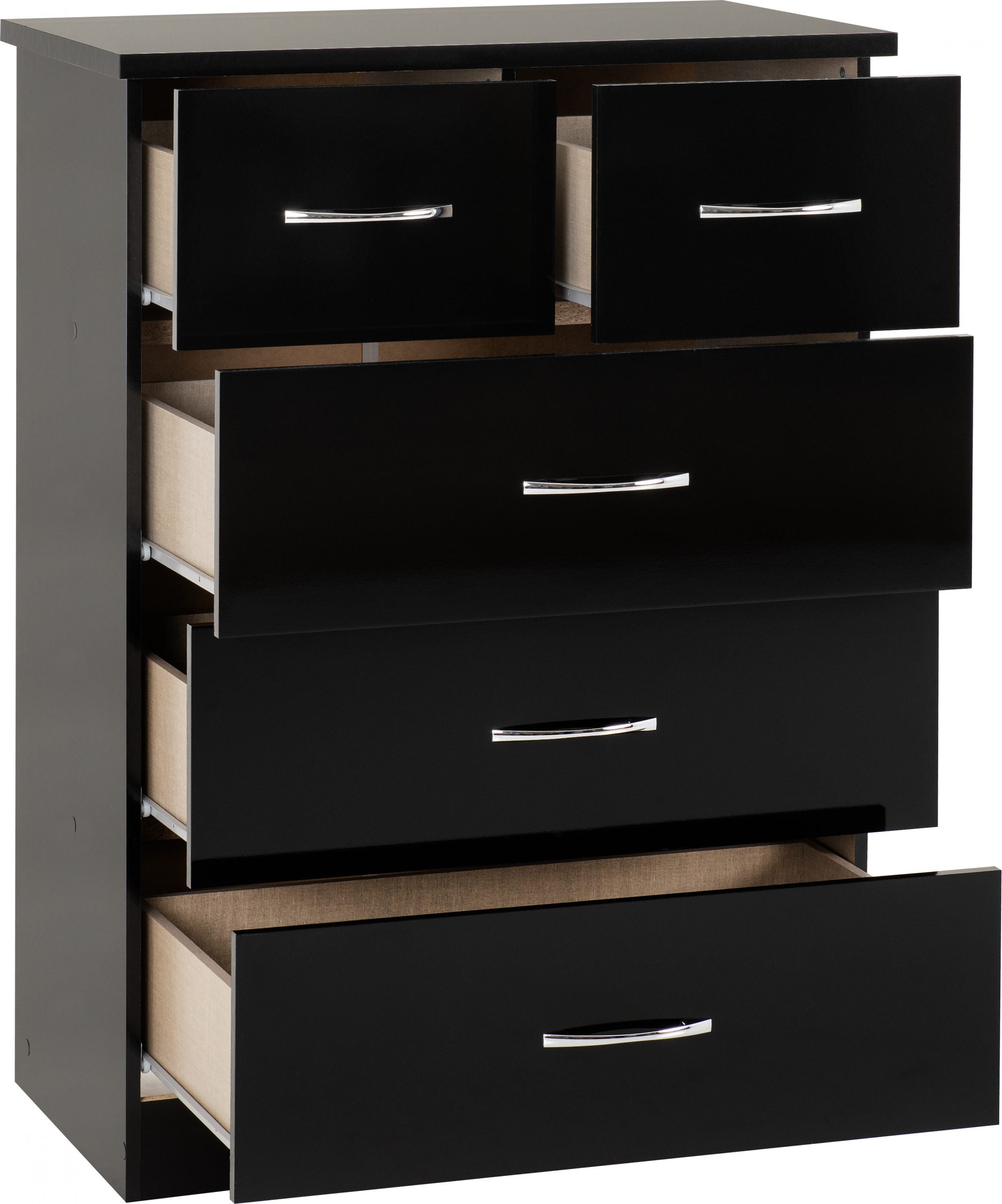 black gloss chest of drawers