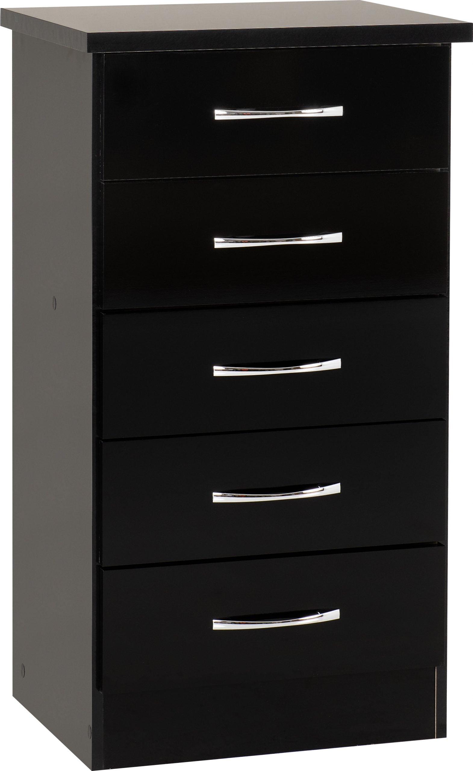 Nevada 5 Drawer Narrow Chest Black Gloss
