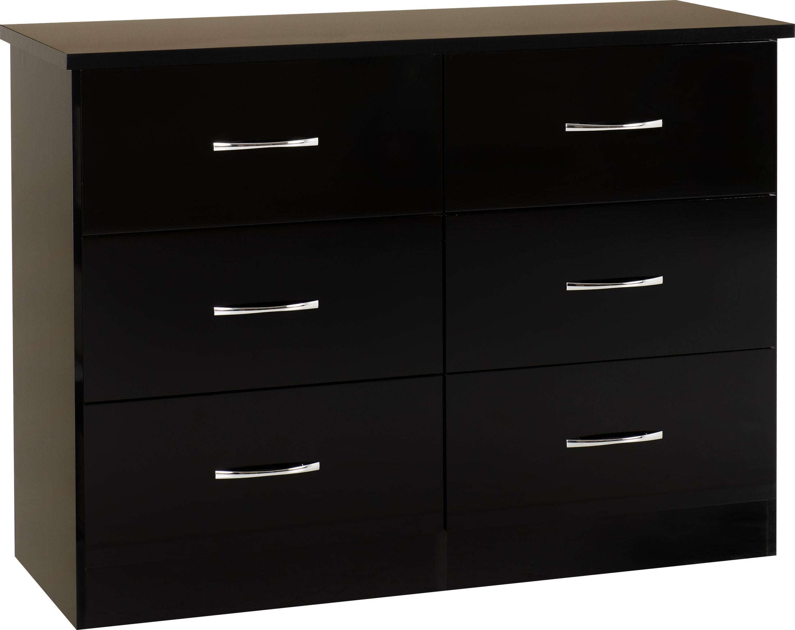 Nevada 6 Drawer Chest Black Gloss