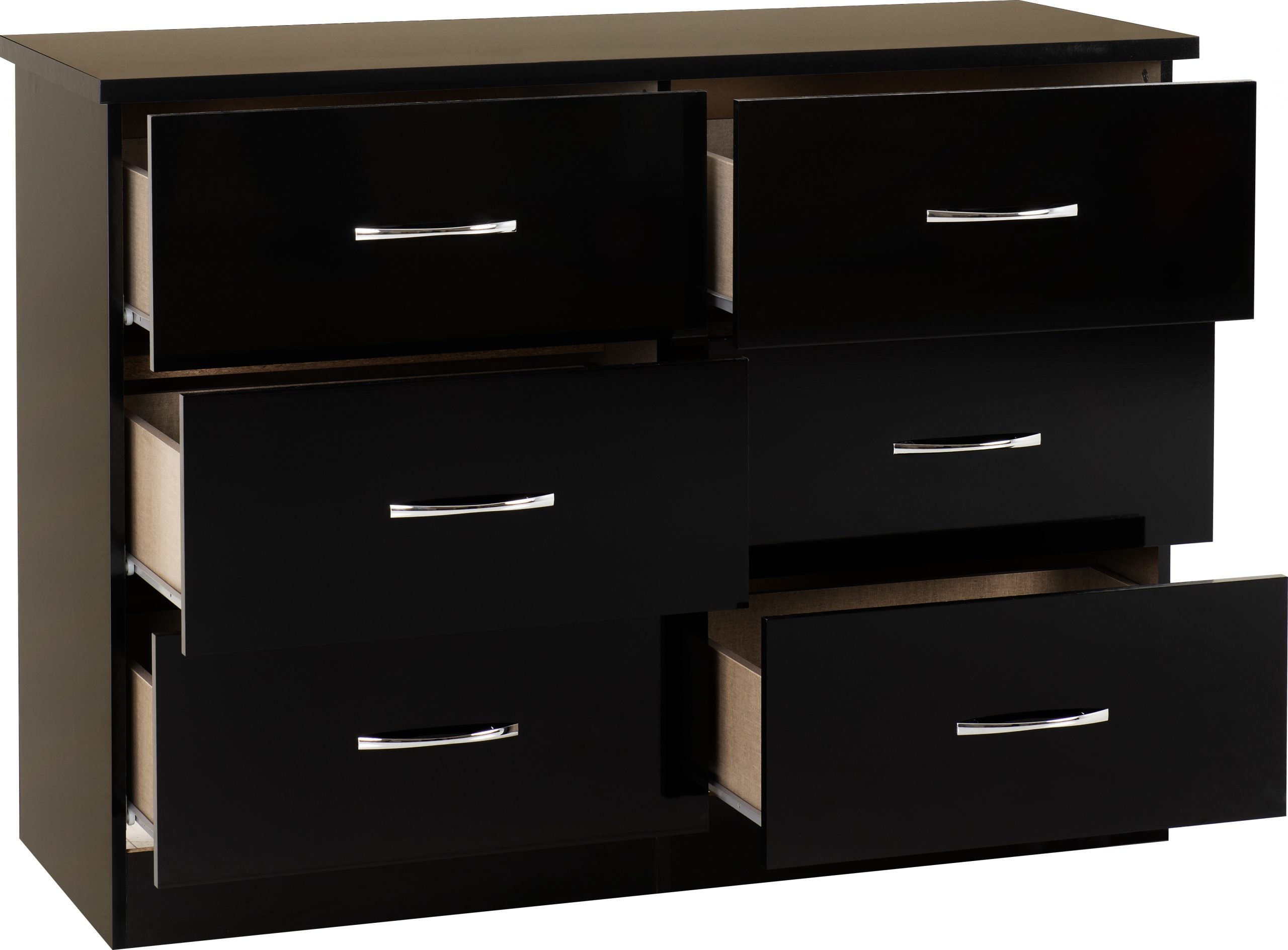 black 6 drawer chest of drawers