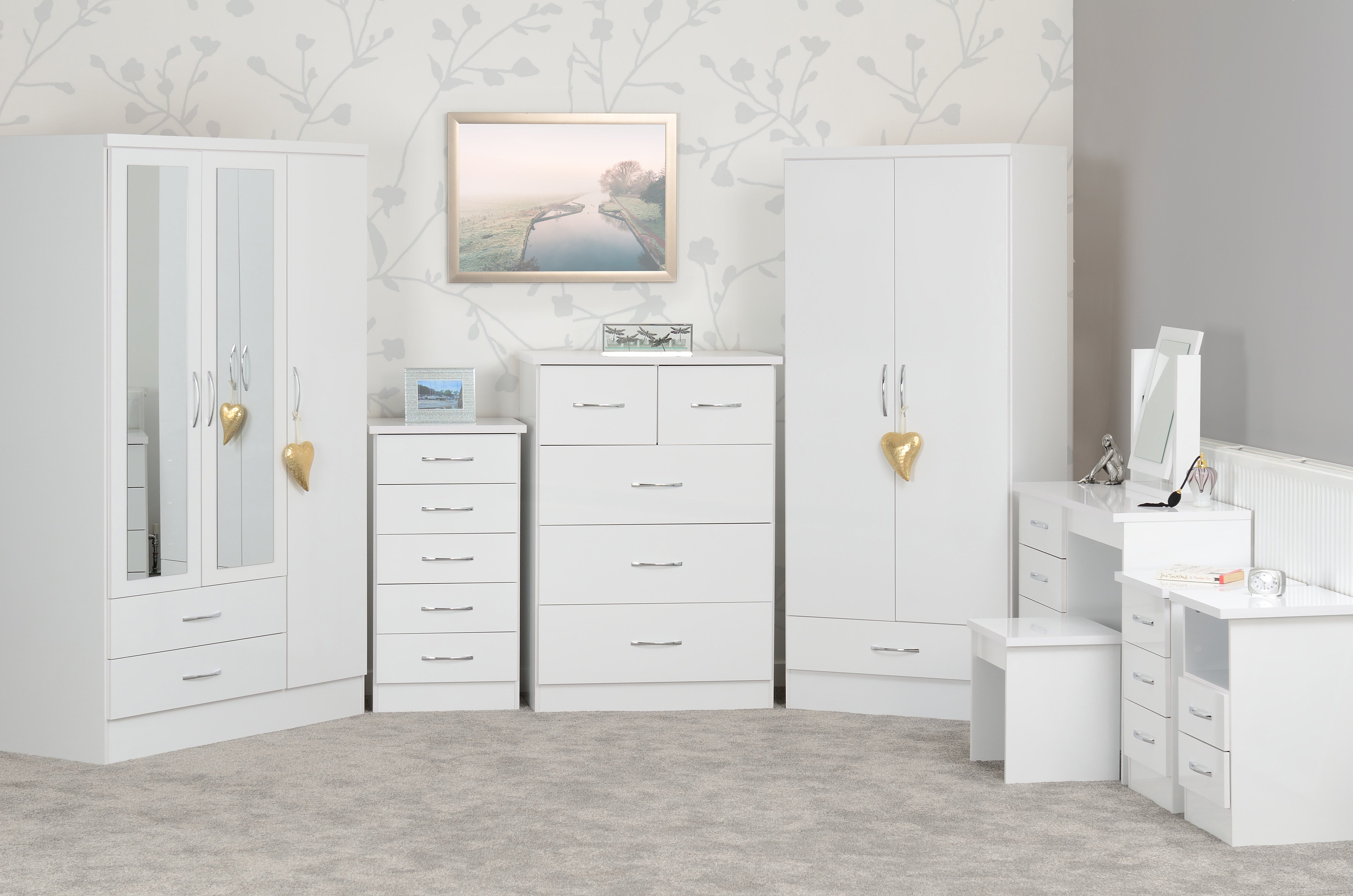 5 drawer narrow chest white