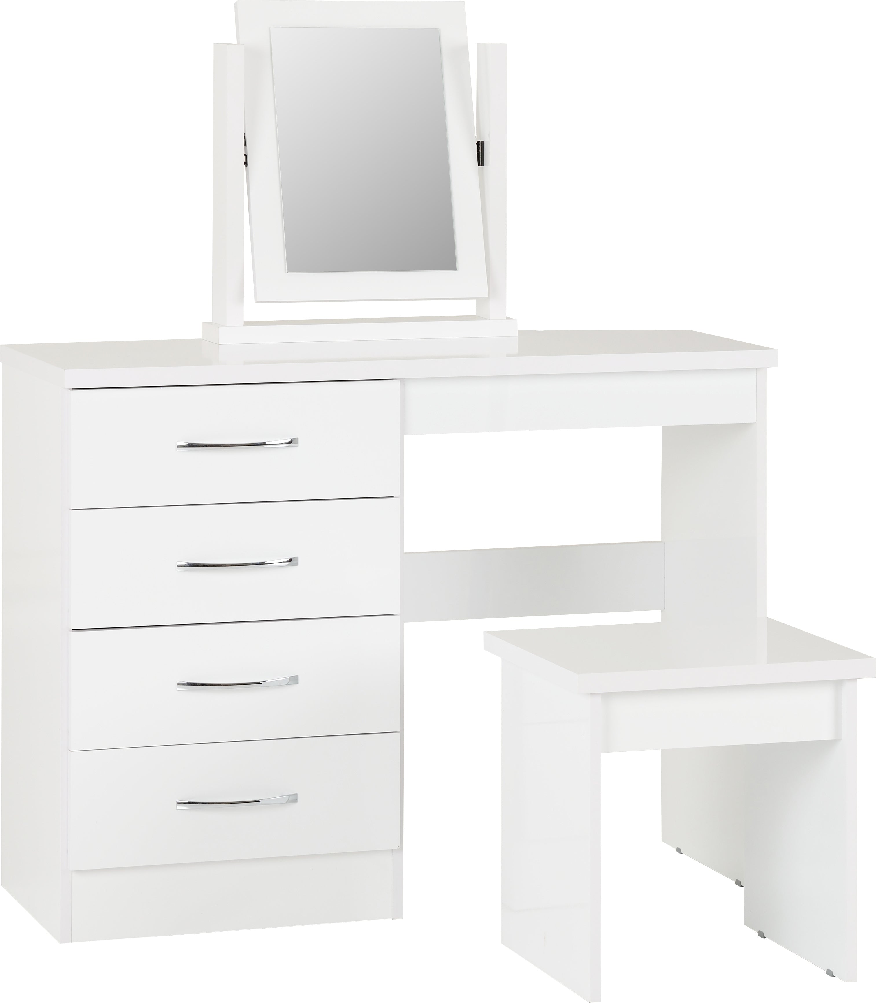 Nevada 4 Drawer Dressing Table Set White Gloss