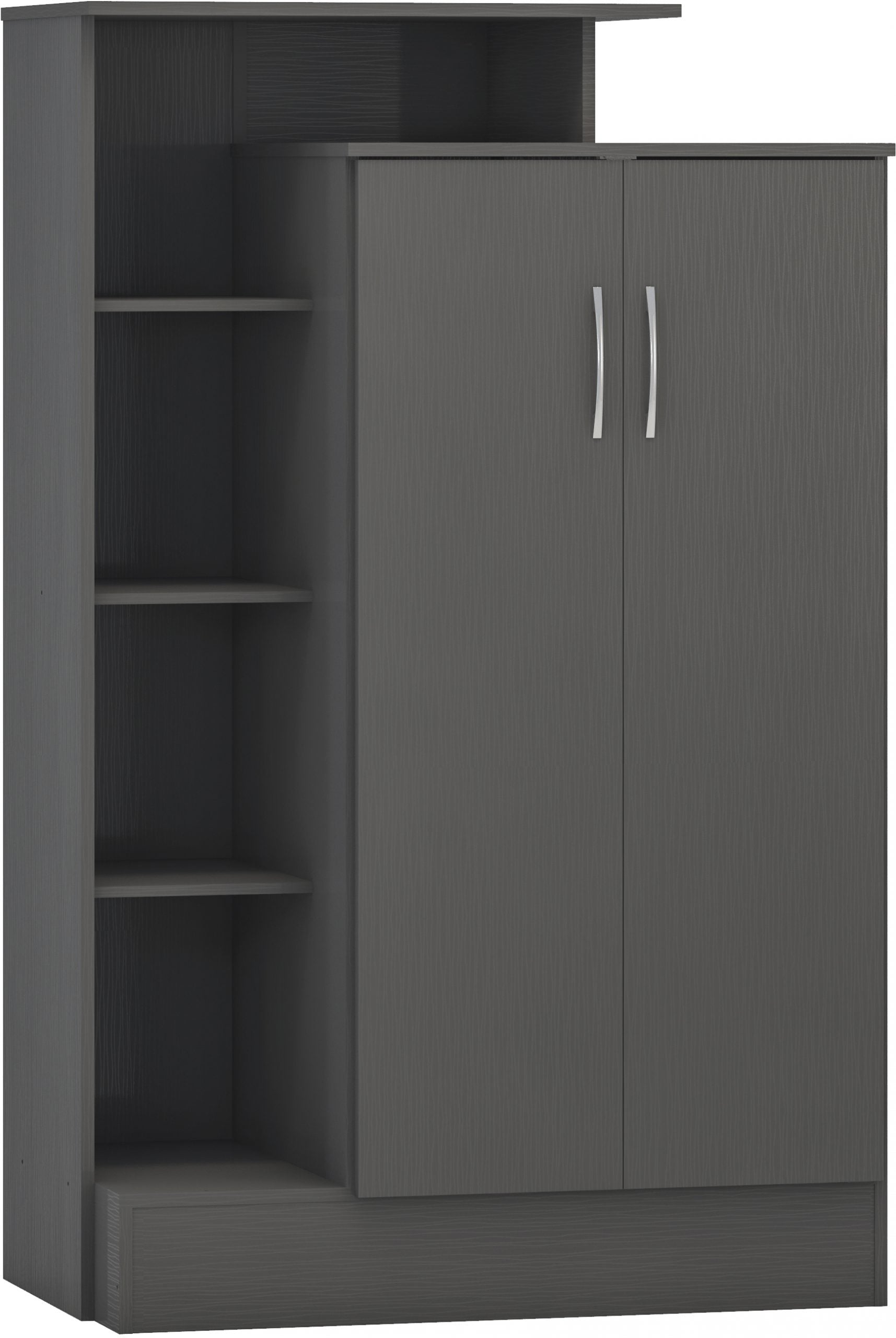 Nevada Petite Open Shelf Wardrobe 3D Effect Grey