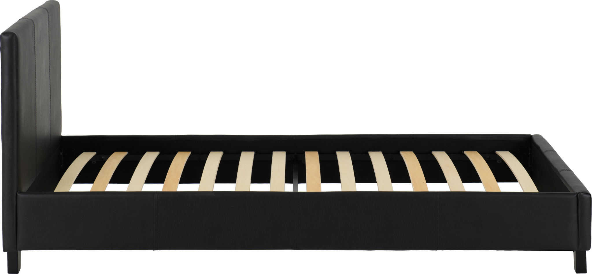 black faux leather double bed