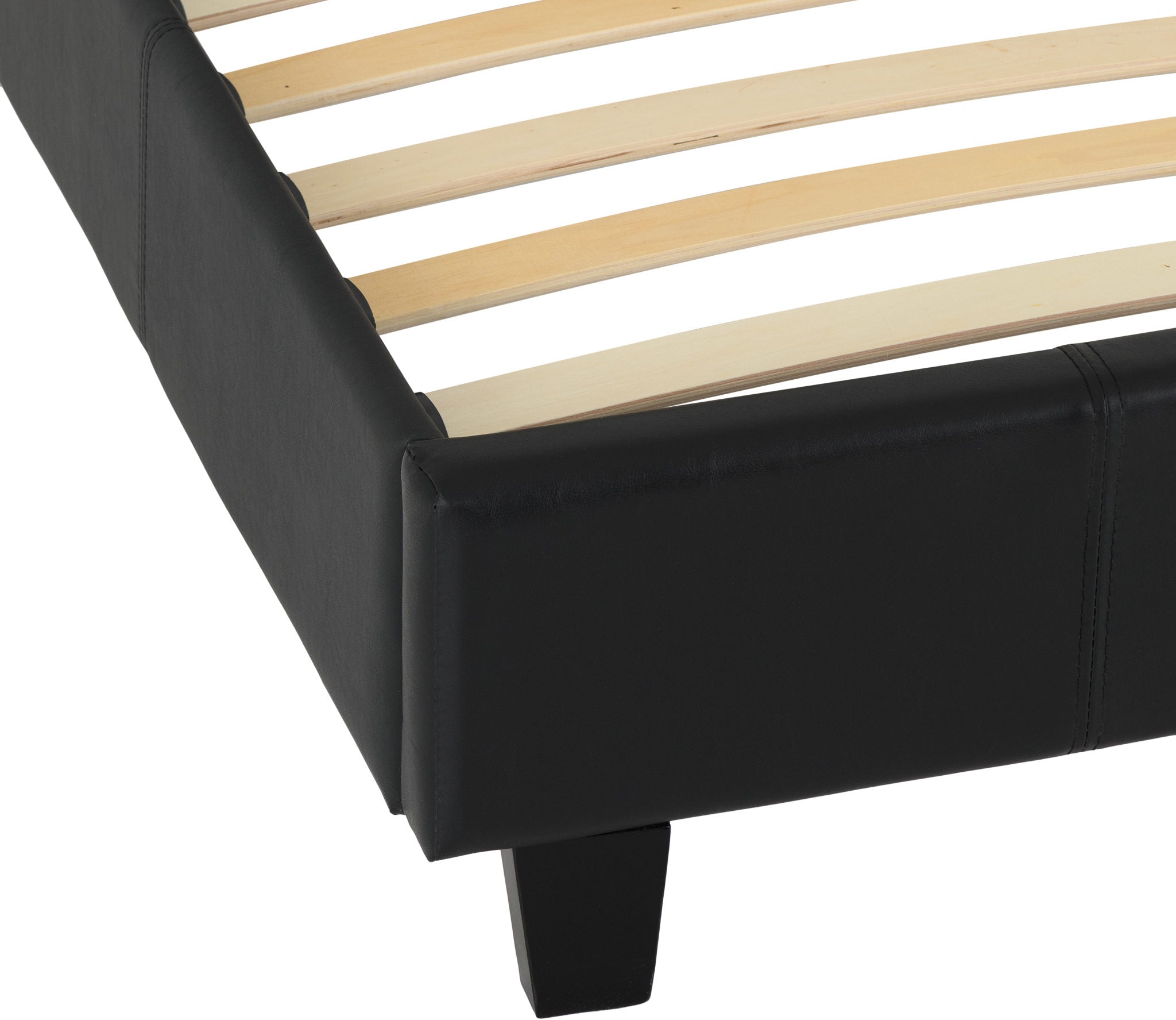 black faux leather platform bed