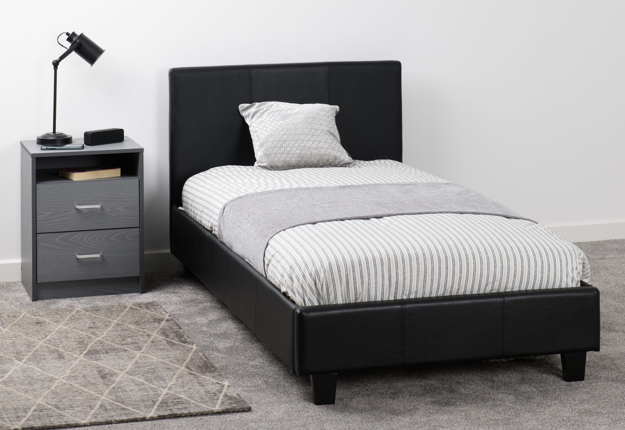 Prado 3' Bed Black Faux Leather