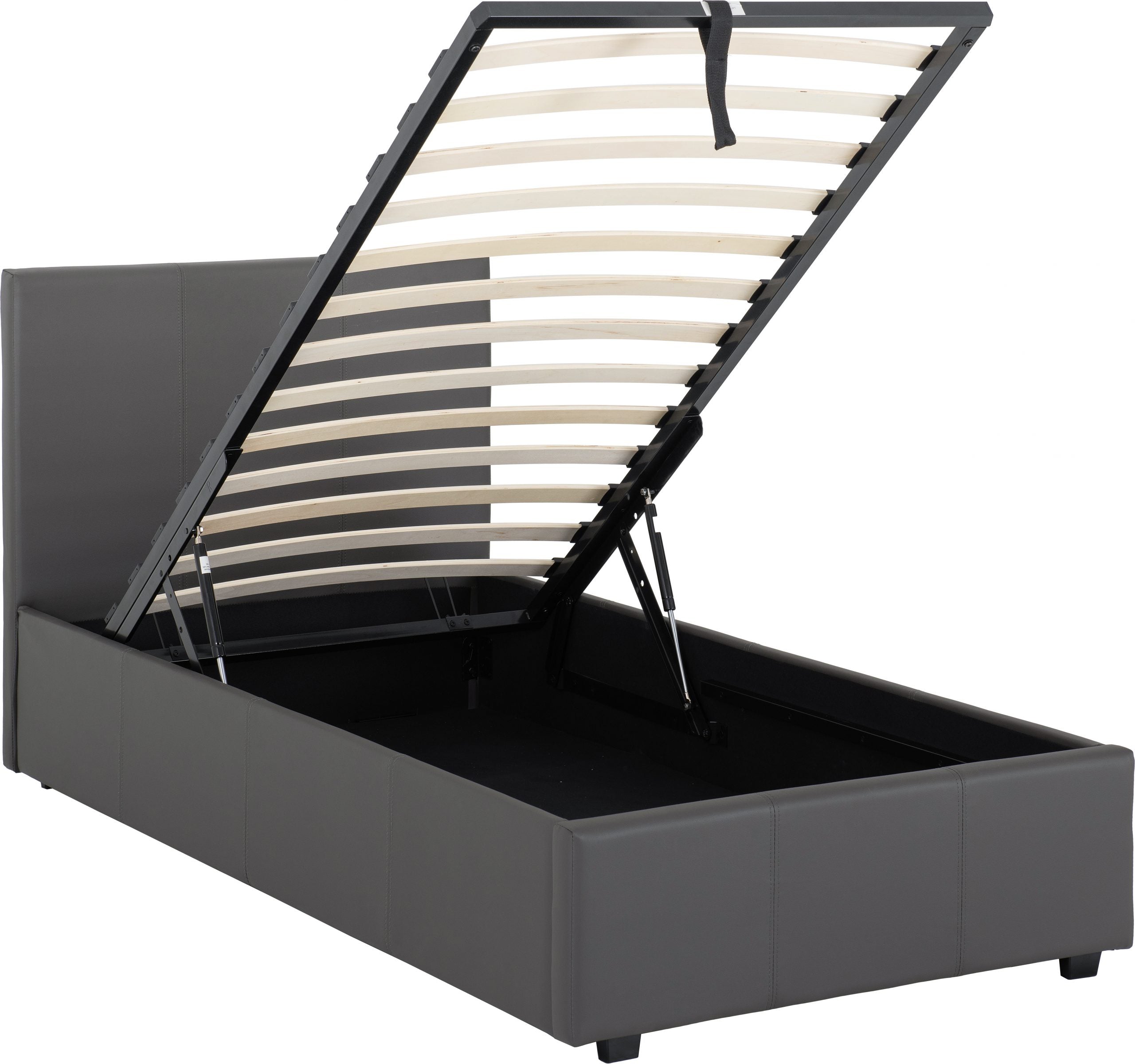 Prado Plus 3' Storage Bed Grey Faux Leather