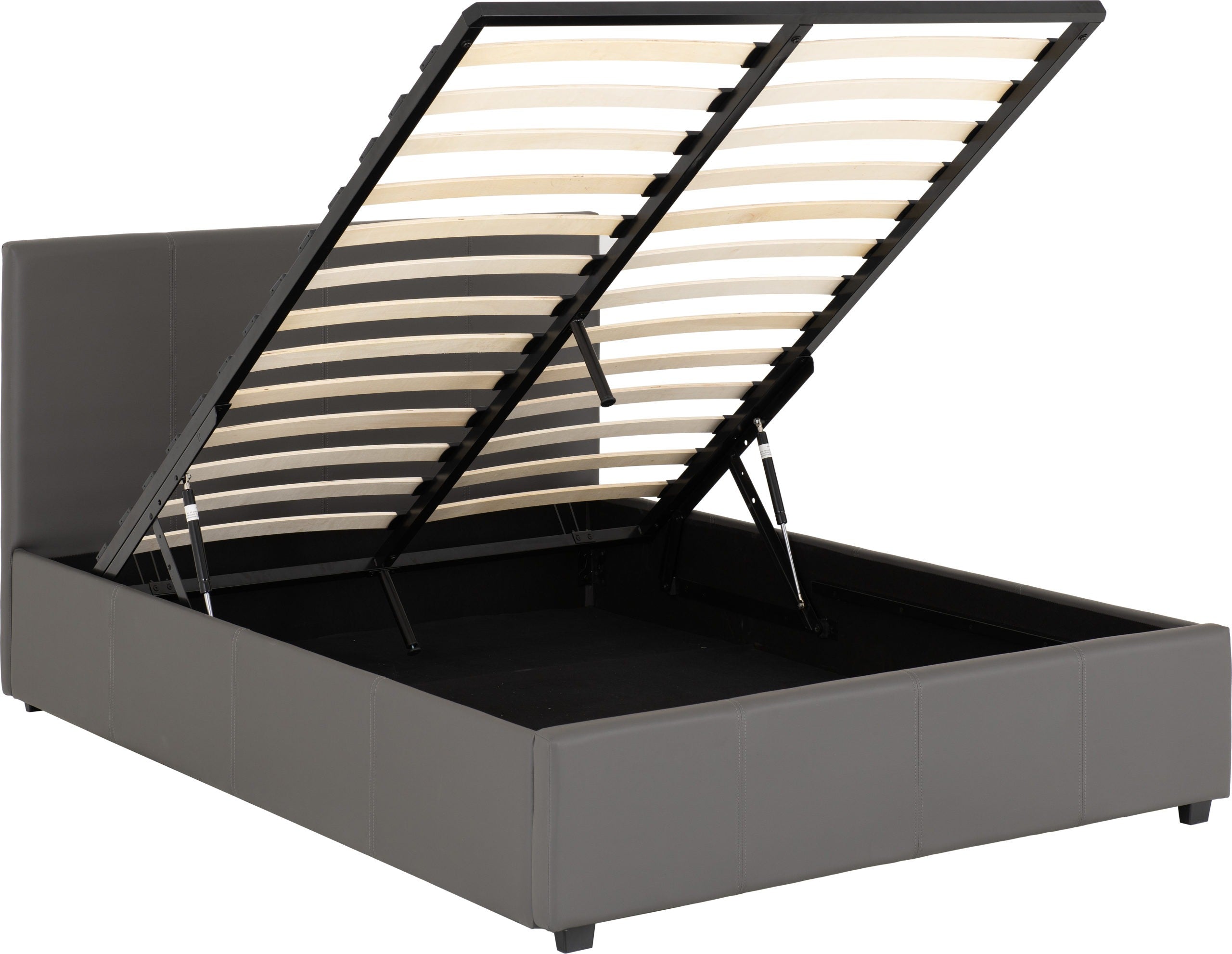 Prado Plus 4'6" Storage Bed Grey Faux Leather