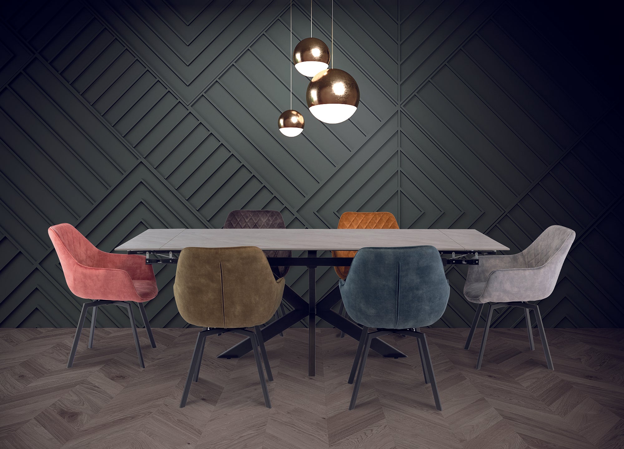 Summerhill Sintered Stone Top Black Legs Dining Table