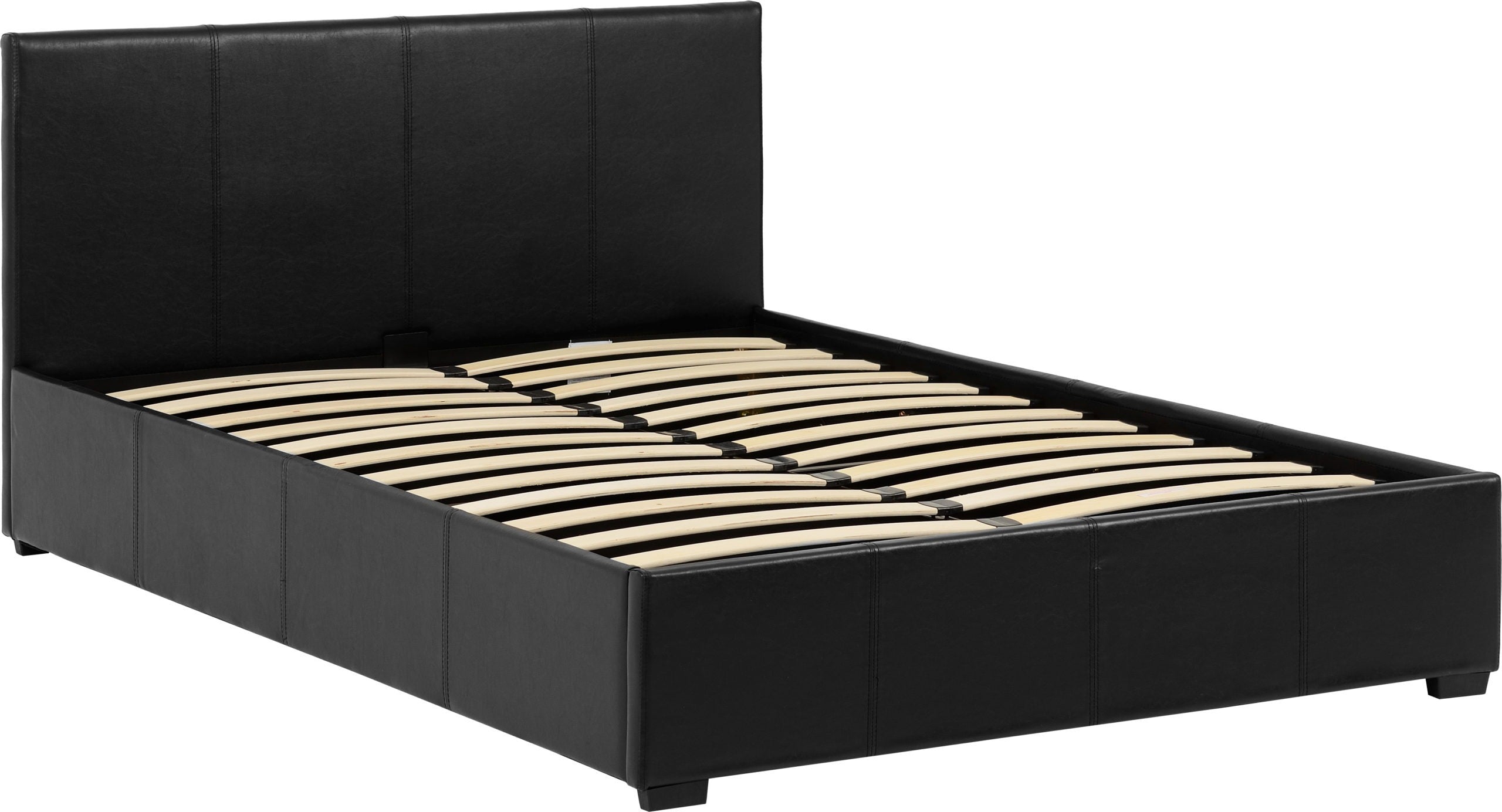 black leather small double bed