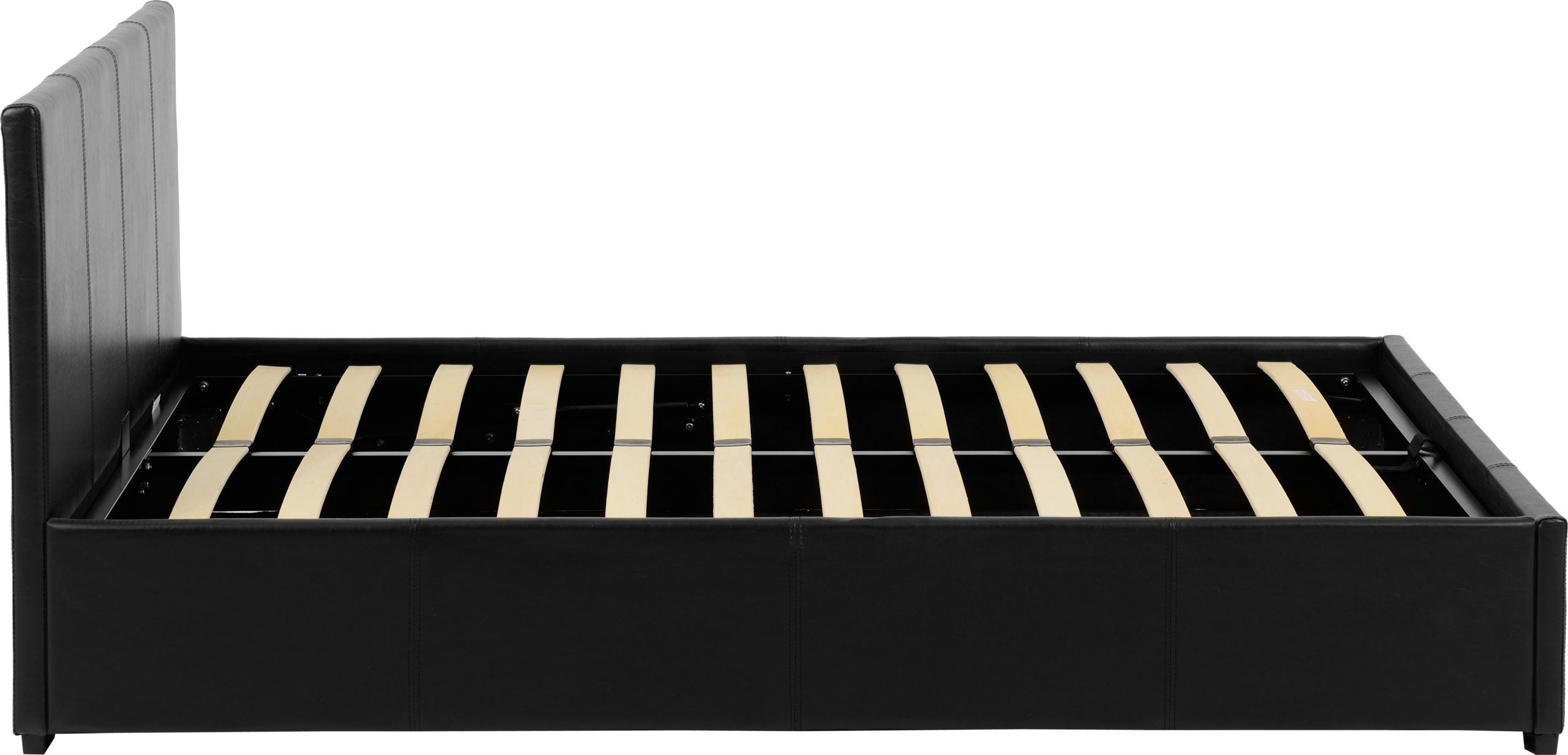 black faux leather double bed