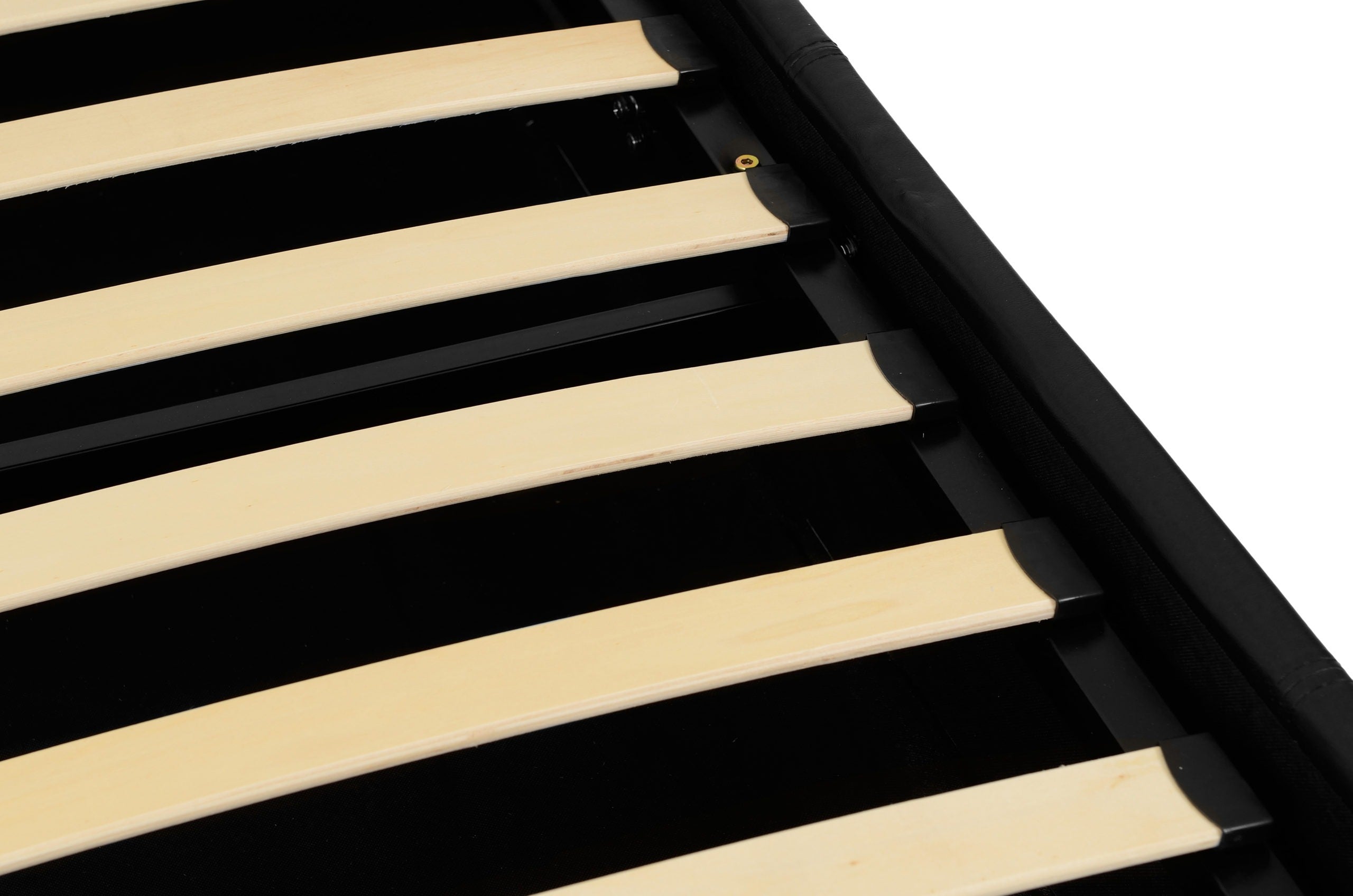 black faux leather platform bed