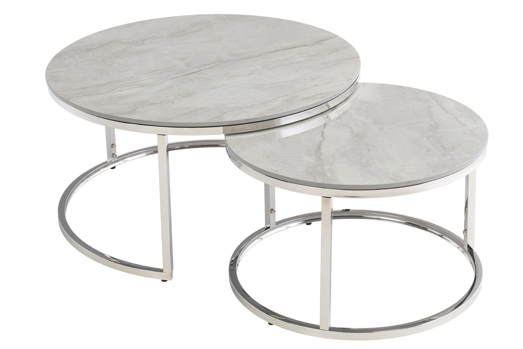 Hudson Sintered Stone Chrome Frame Coffee Table Set