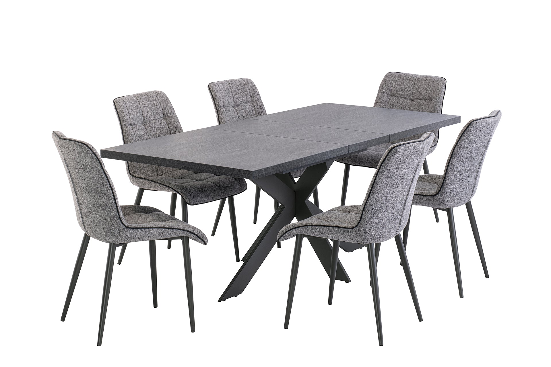 Savion Dark Grey Melamine Finish 1.6m - 2.0m Extending Dining Table - Dark Grey X Frame