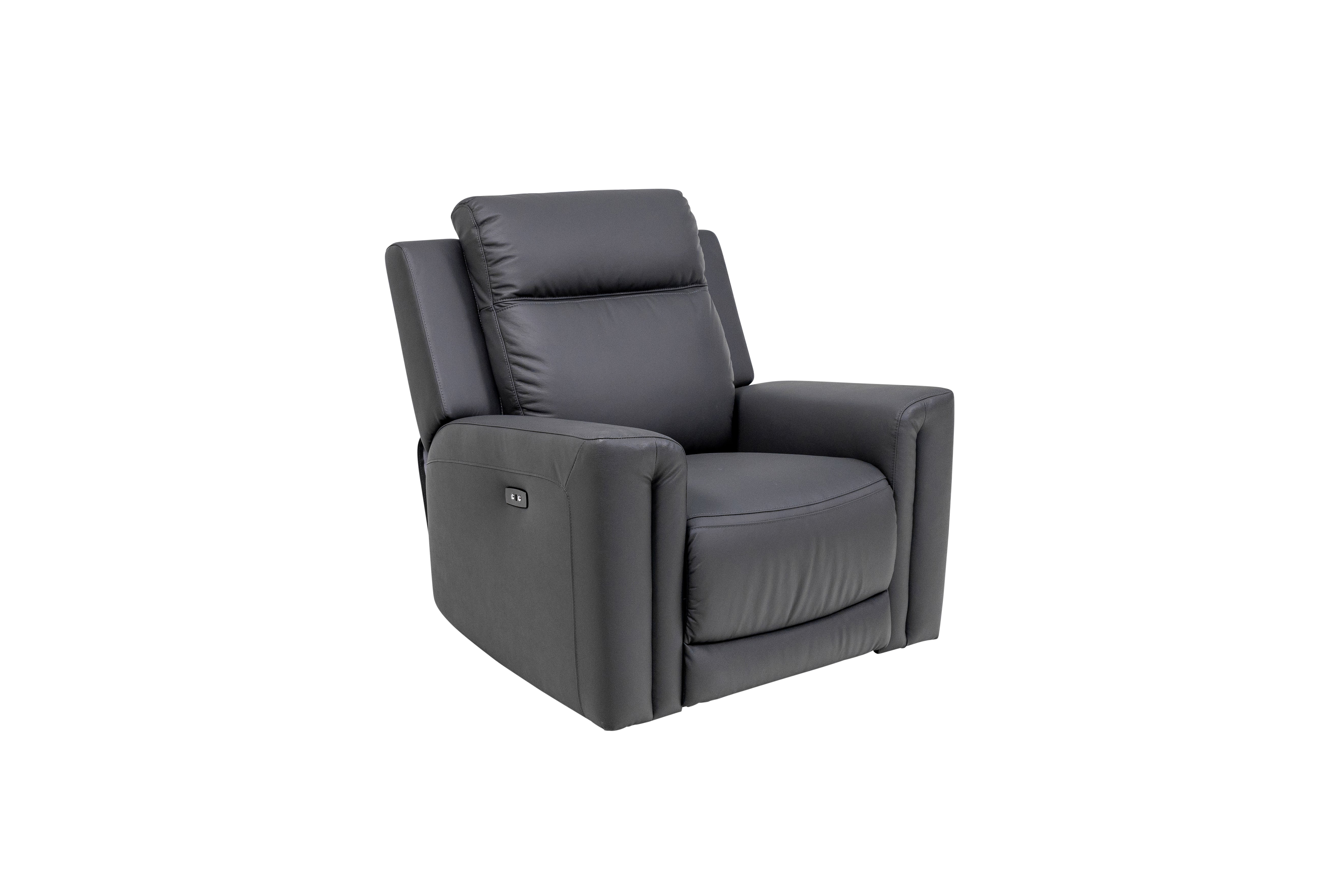 Marcus Electric Leather Reclining Armchair - Charcoal
