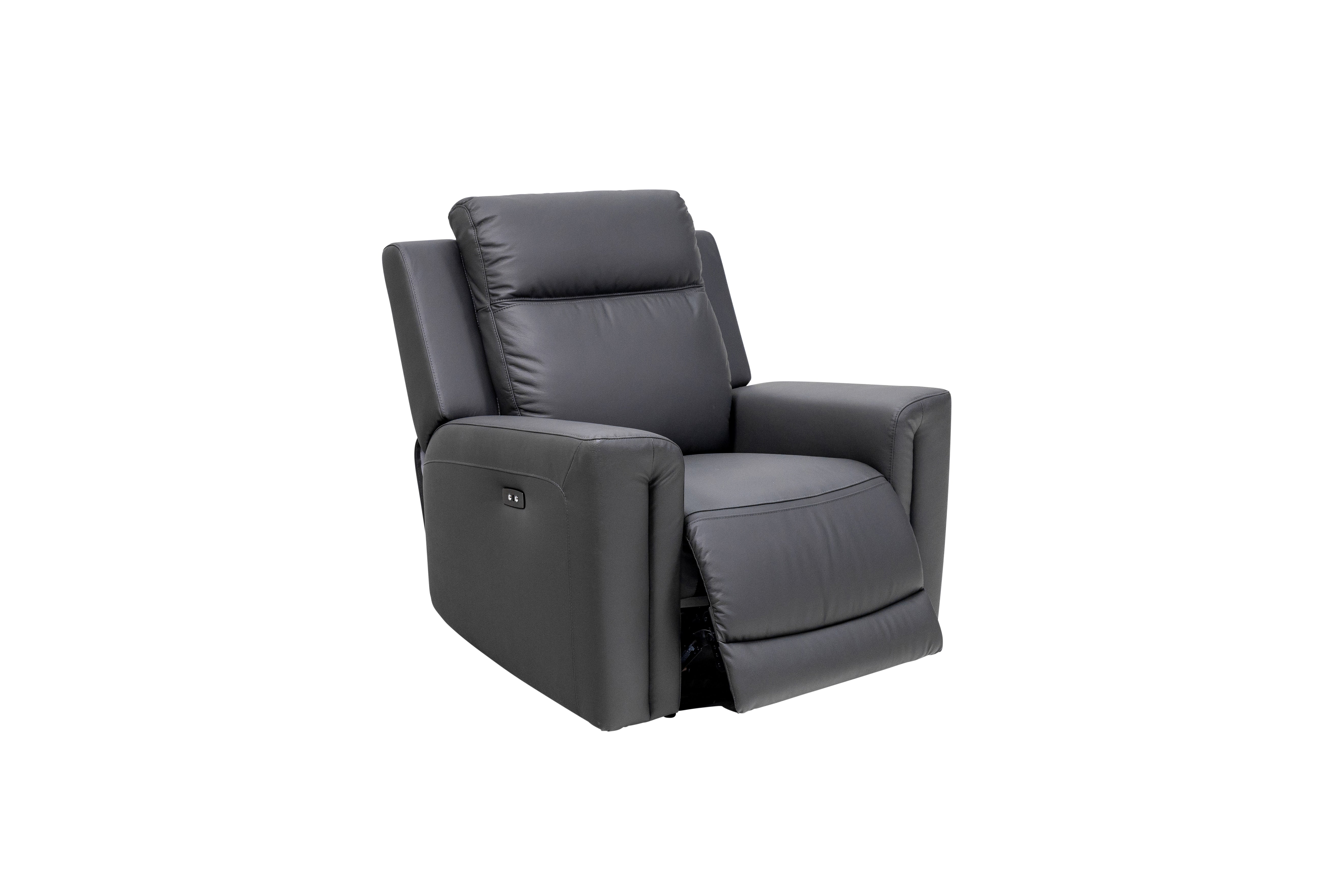 Marcus Electric Leather Reclining Armchair - Charcoal