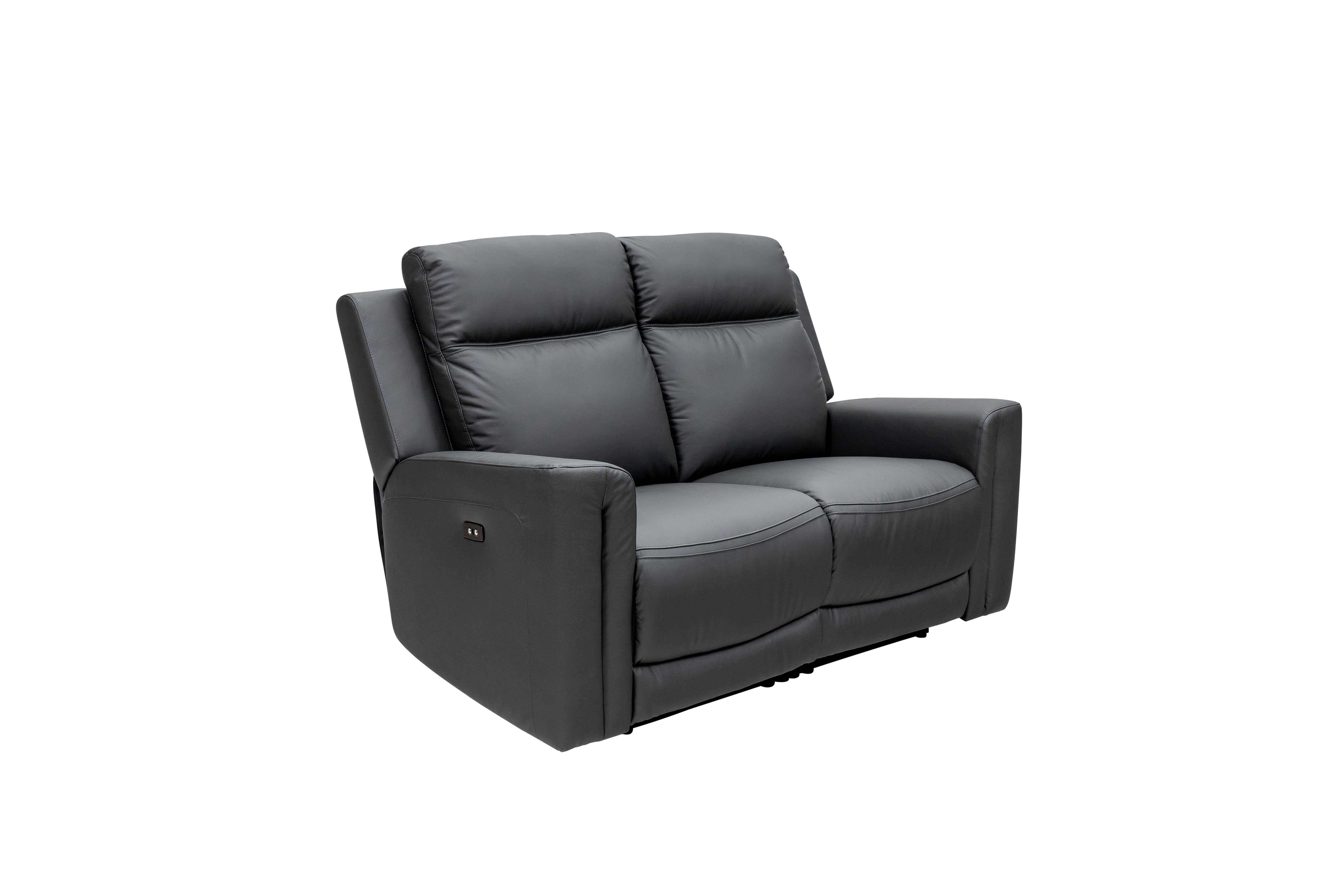 Marcus 2 Seater Leather Electric Reclining Sofa - Charcoal