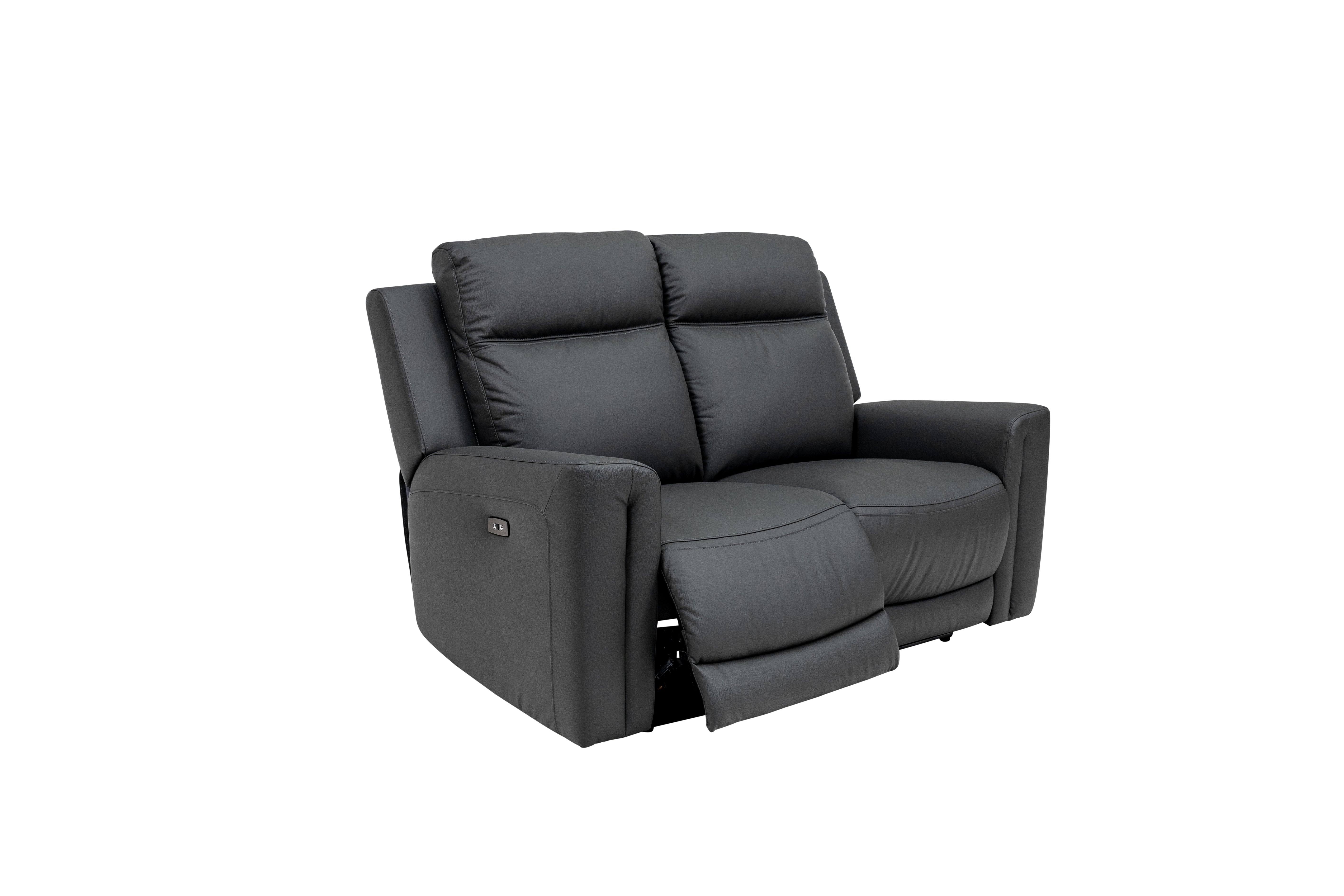 Marcus 2 Seater Leather Electric Reclining Sofa - Charcoal