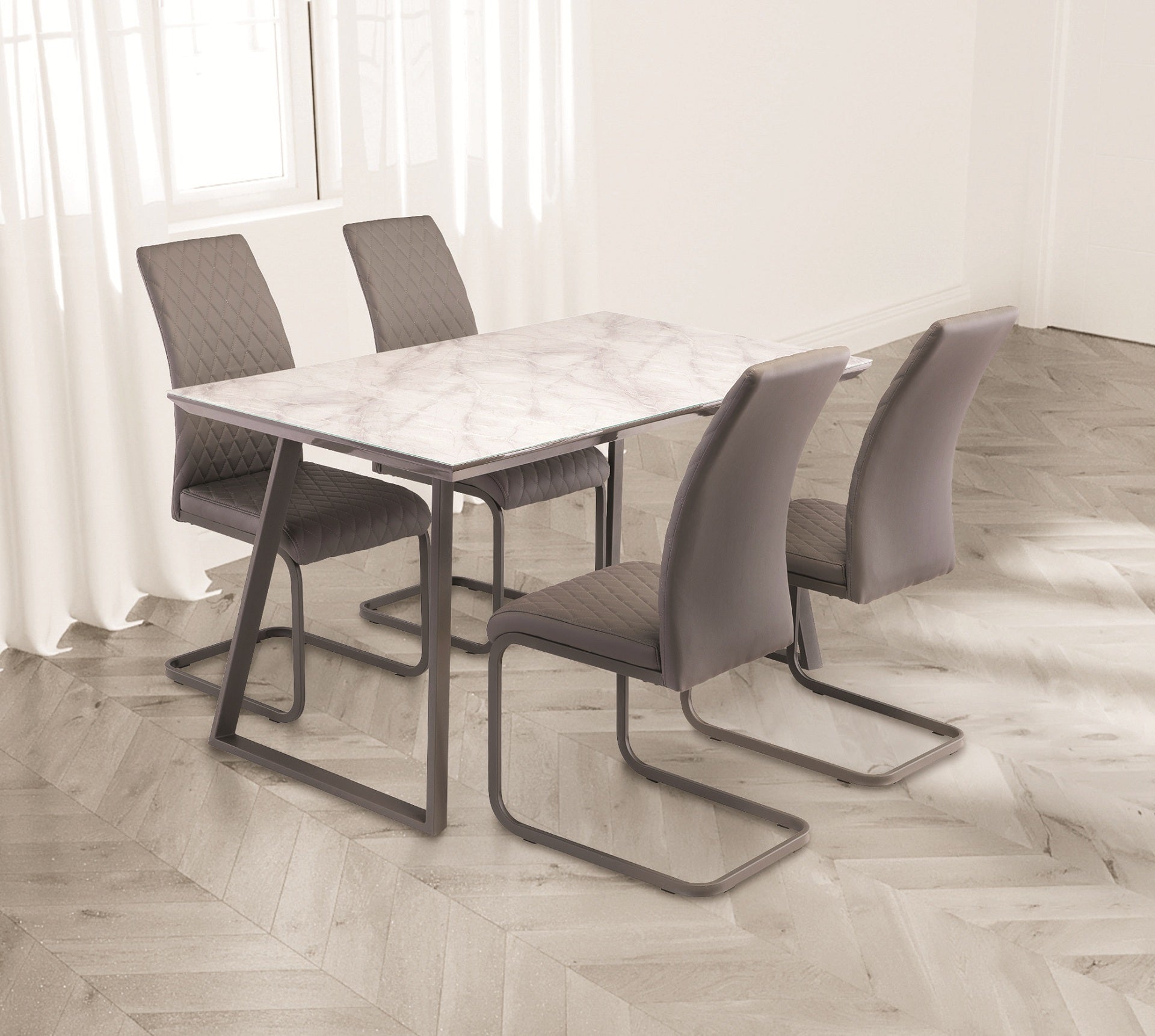 Aldeen Grey Marble/Grey Leg 1.4m Dining Table