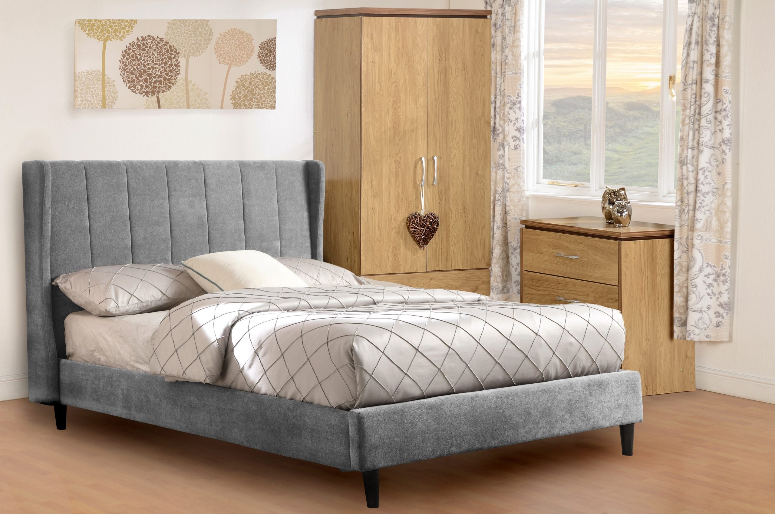Amelia 4'6" Bed Dark Grey Fabric