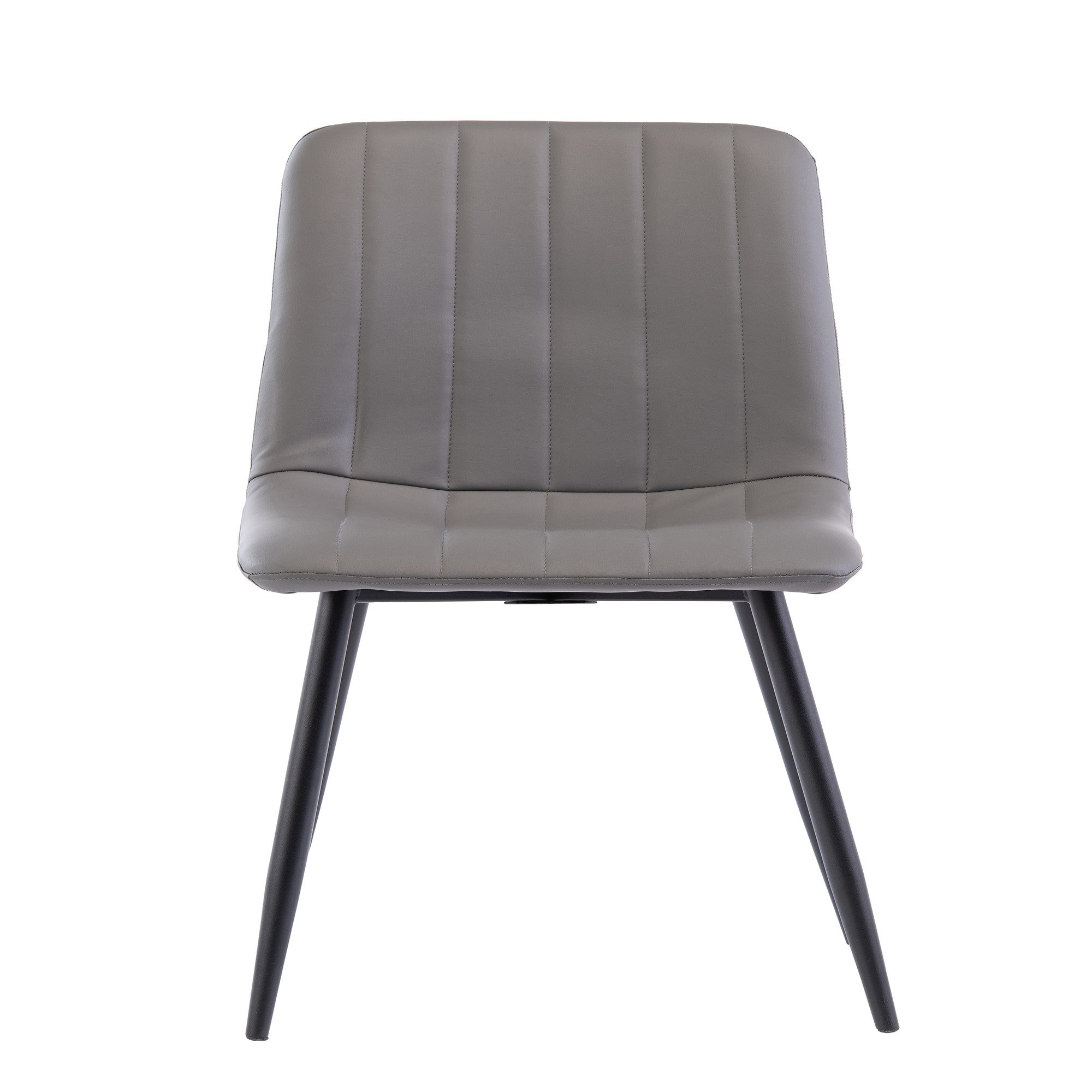 Adrian grey faux leather dining chairs with black legs-close up