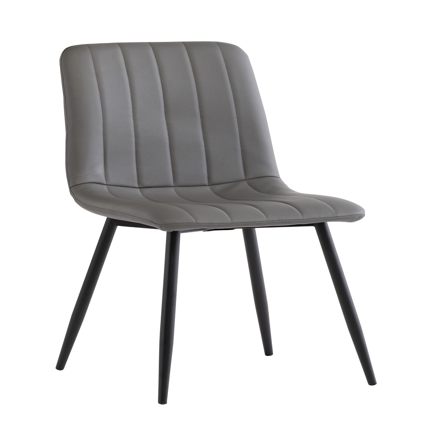 Adrian grey faux leather dining chairs with black legs-close up